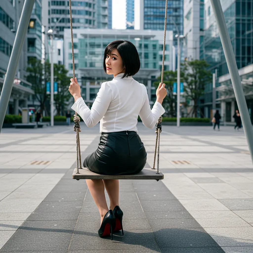 OL ブランコ 見返り美尻 タイトスカート 038