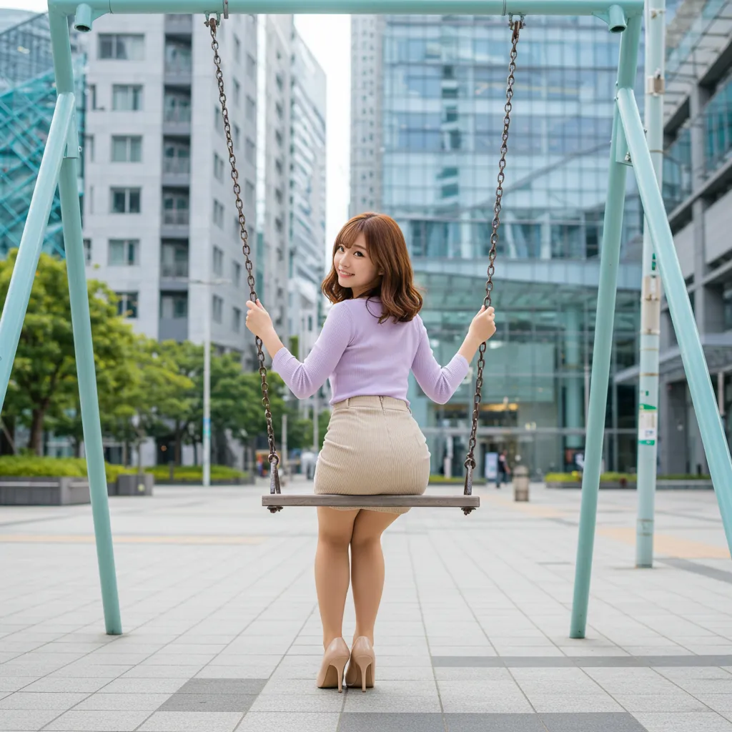 OL ブランコ 見返り美尻 タイトスカート 042