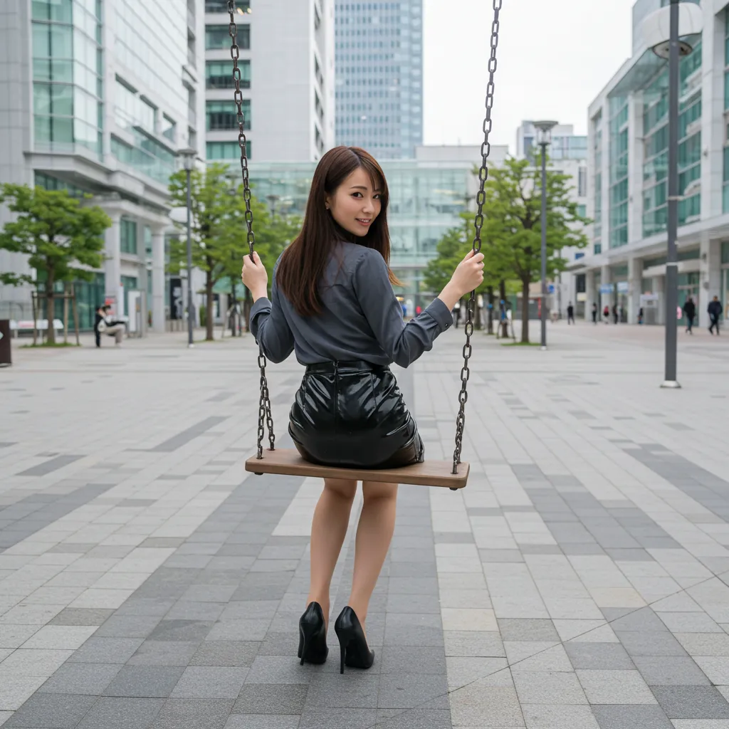 OL ブランコ 見返り美尻 タイトスカート 044