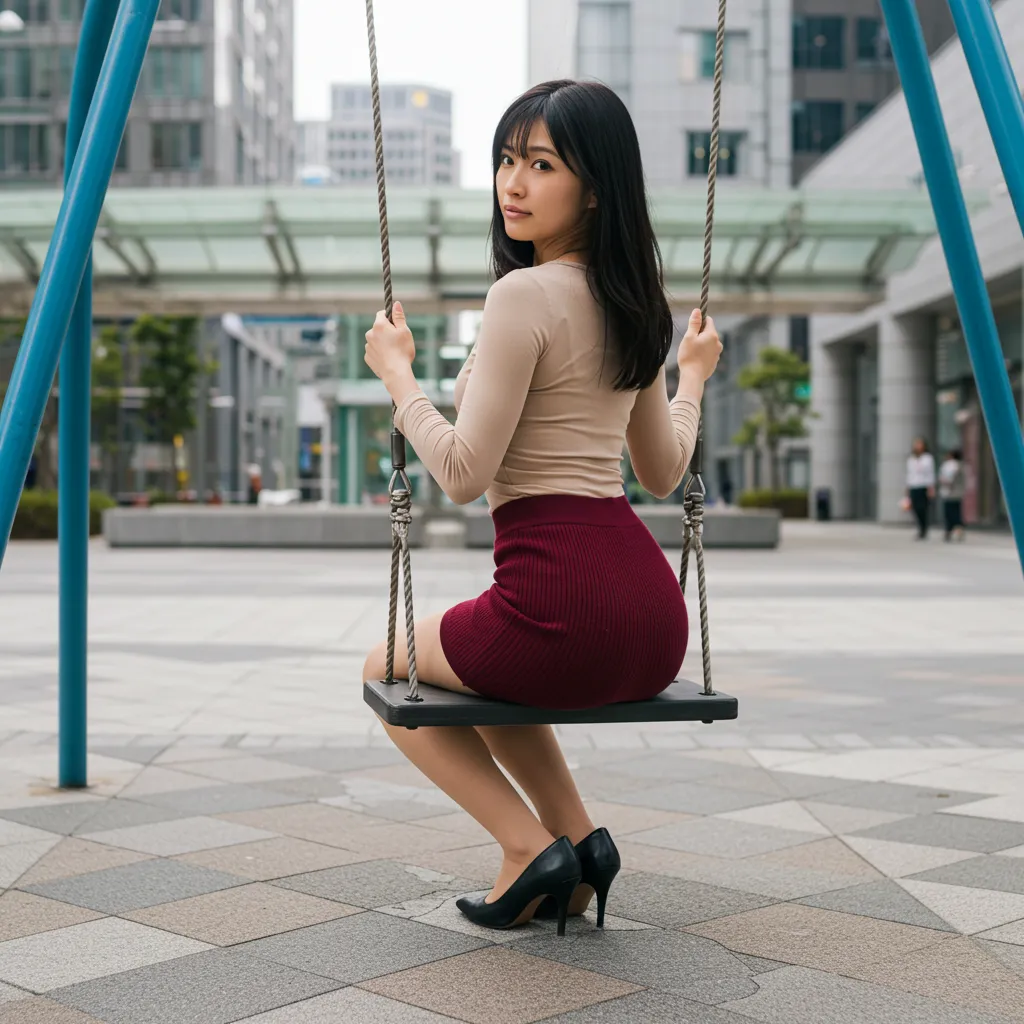 OL ブランコ 見返り美尻 タイトスカート 045