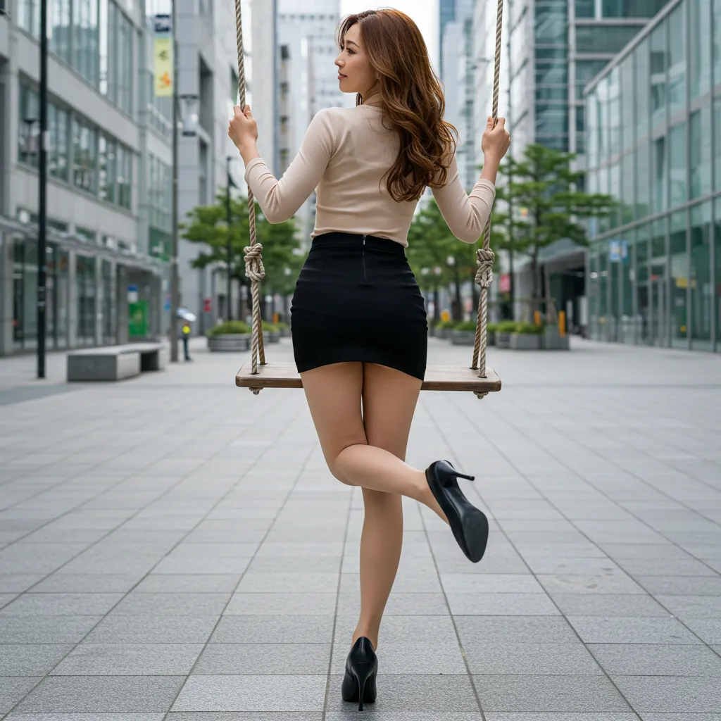 OL ブランコ 見返り美尻 タイトスカート 046