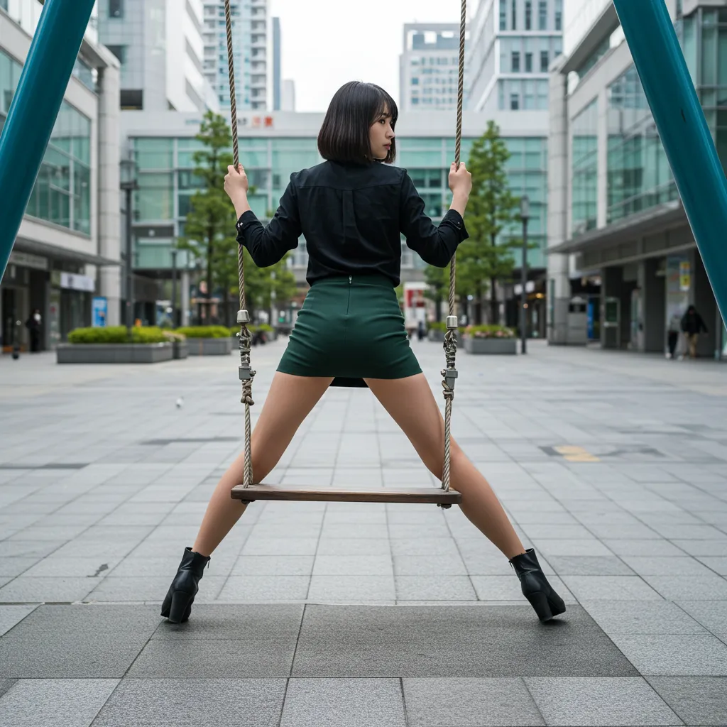 OL ブランコ 見返り美尻 タイトスカート 053