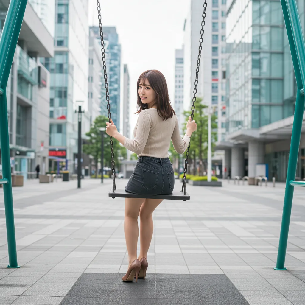 OL ブランコ 見返り美尻 タイトスカート 054