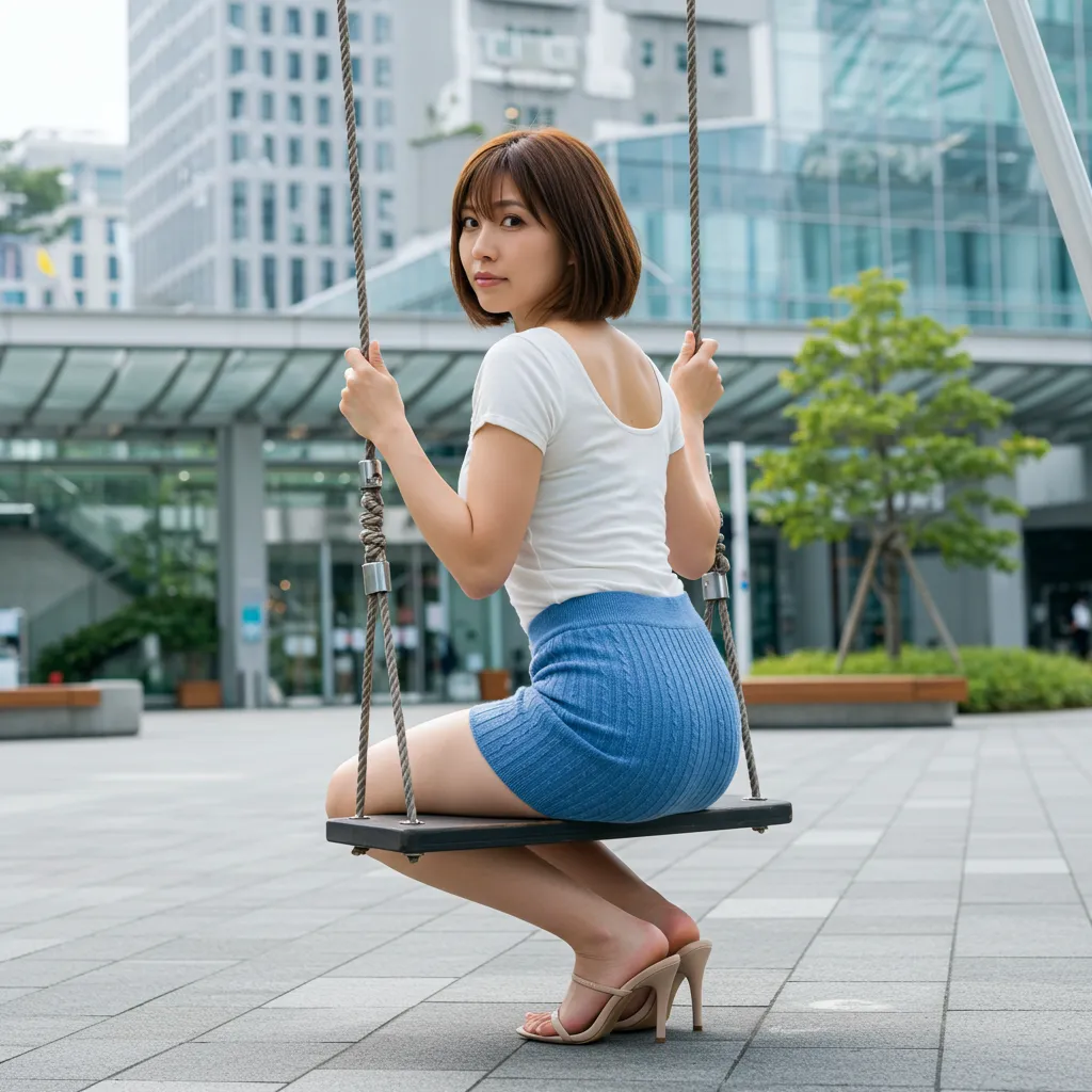 OL ブランコ 見返り美尻 タイトスカート 055