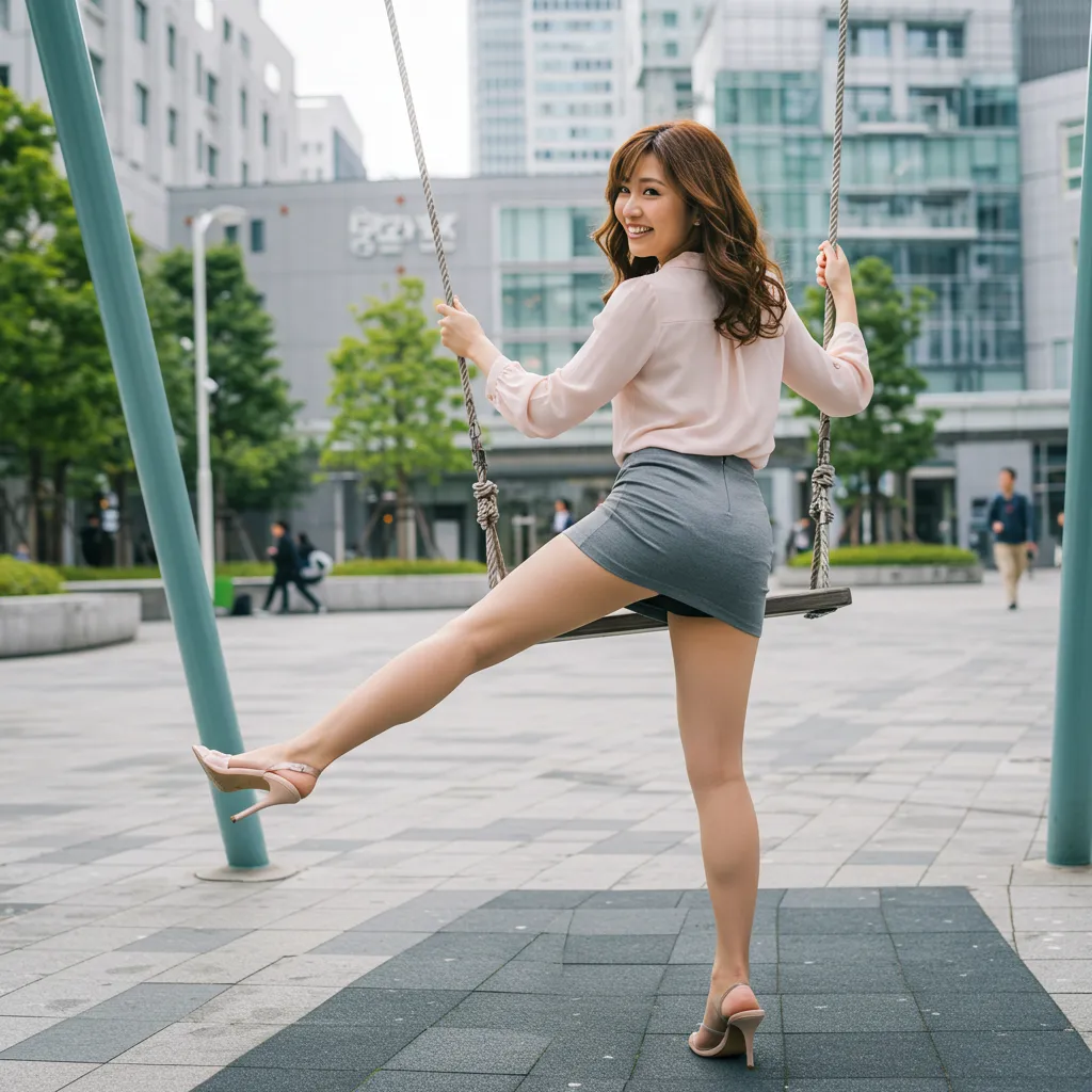 OL ブランコ 見返り美尻 タイトスカート 057