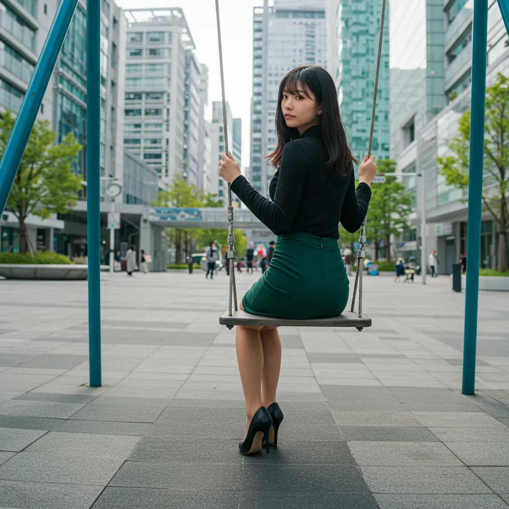 OL ブランコ 見返り美尻 タイトスカート 060