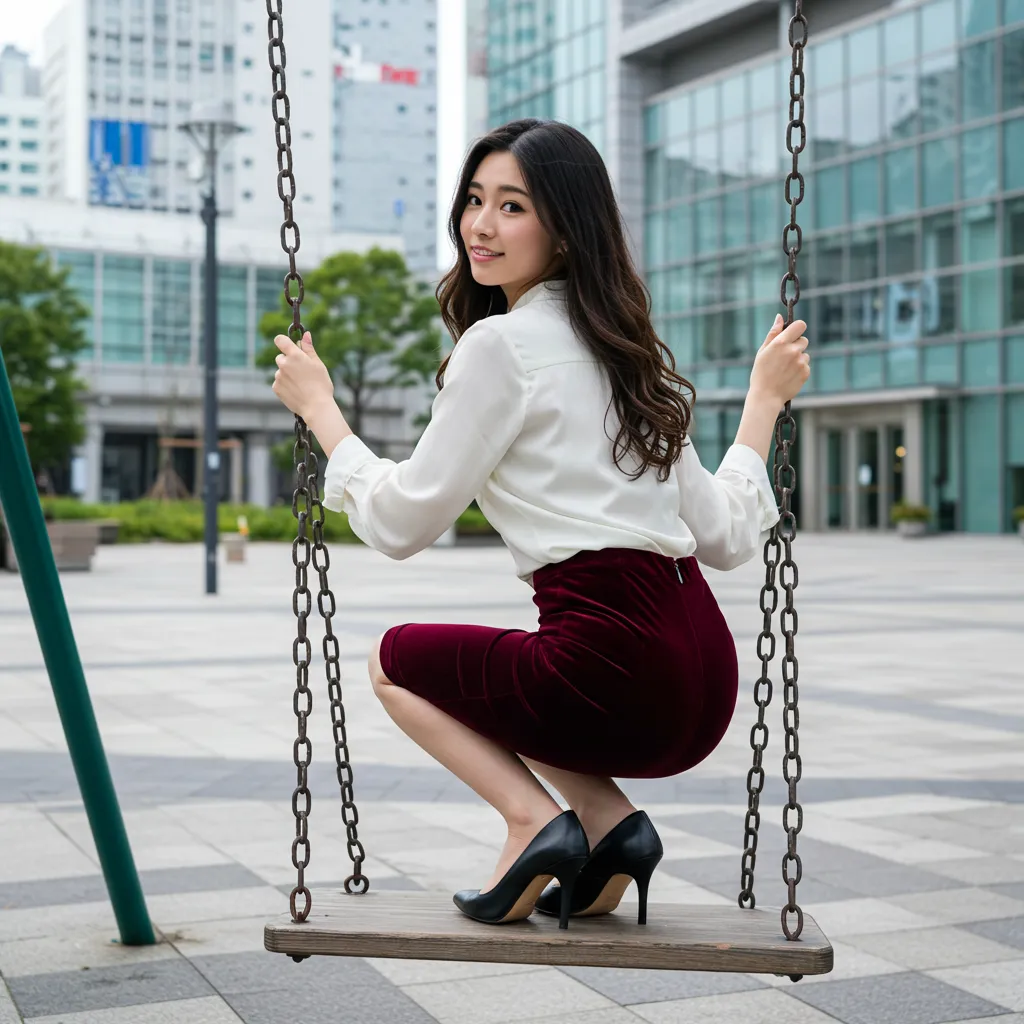 OL ブランコ 見返り美尻 タイトスカート 064