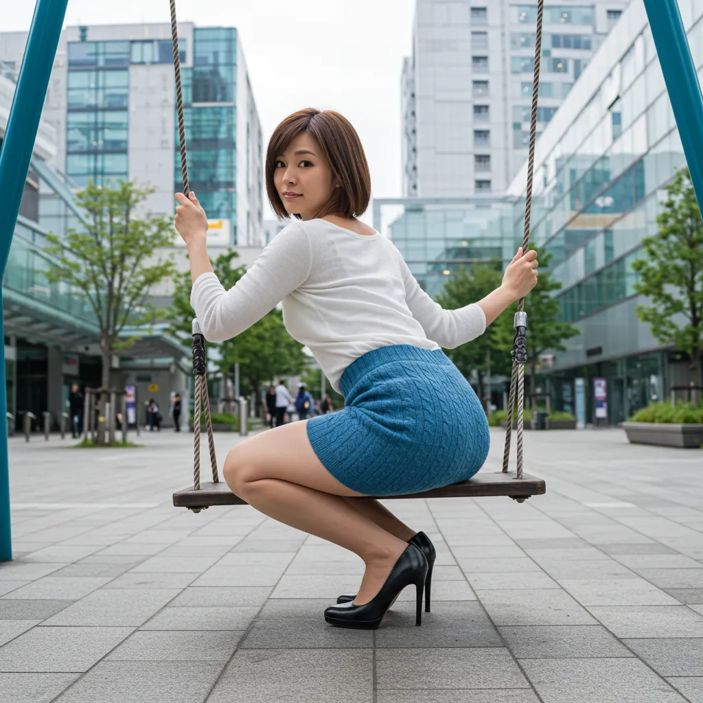 OL ブランコ 見返り美尻 タイトスカート 070