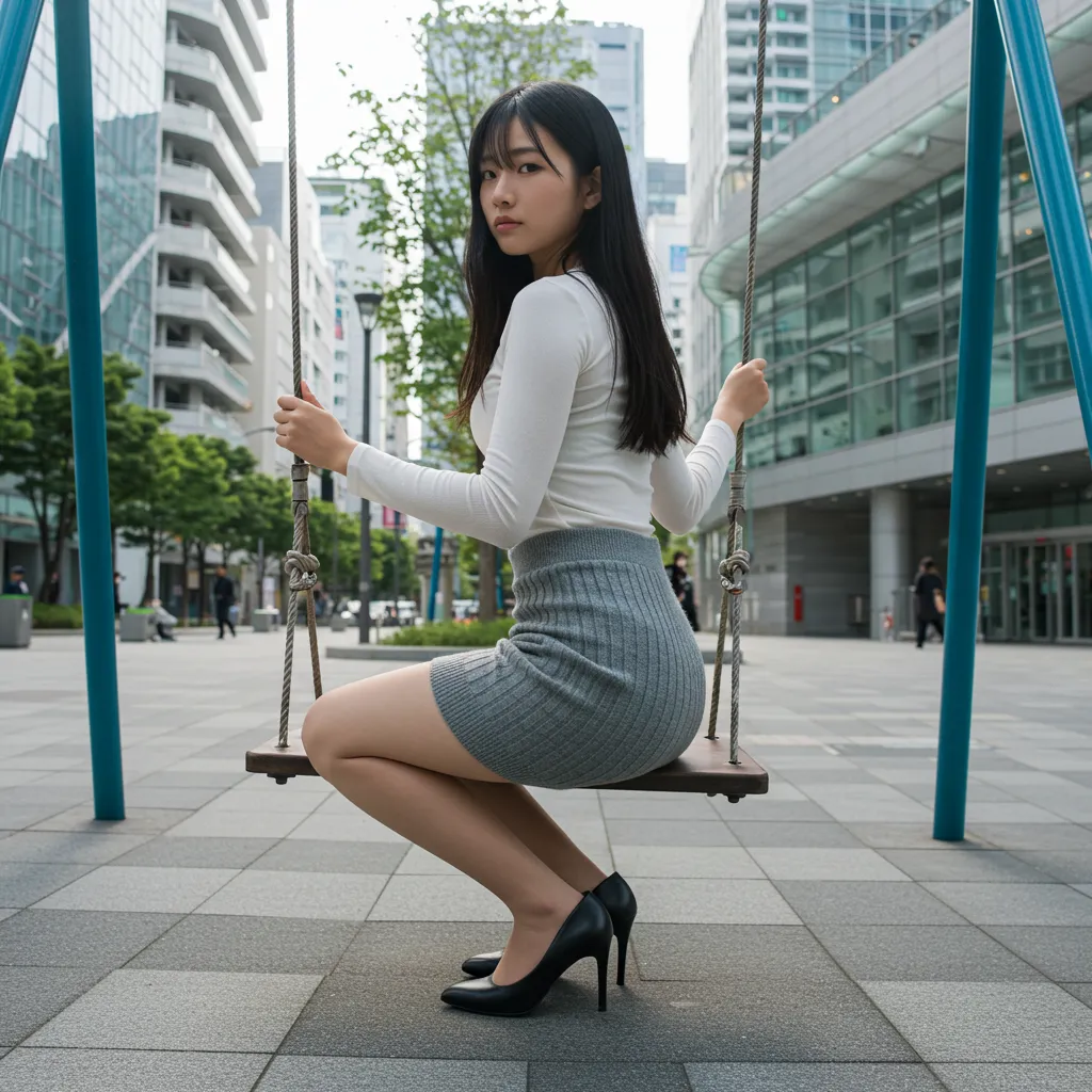 OL ブランコ 見返り美尻 タイトスカート 071