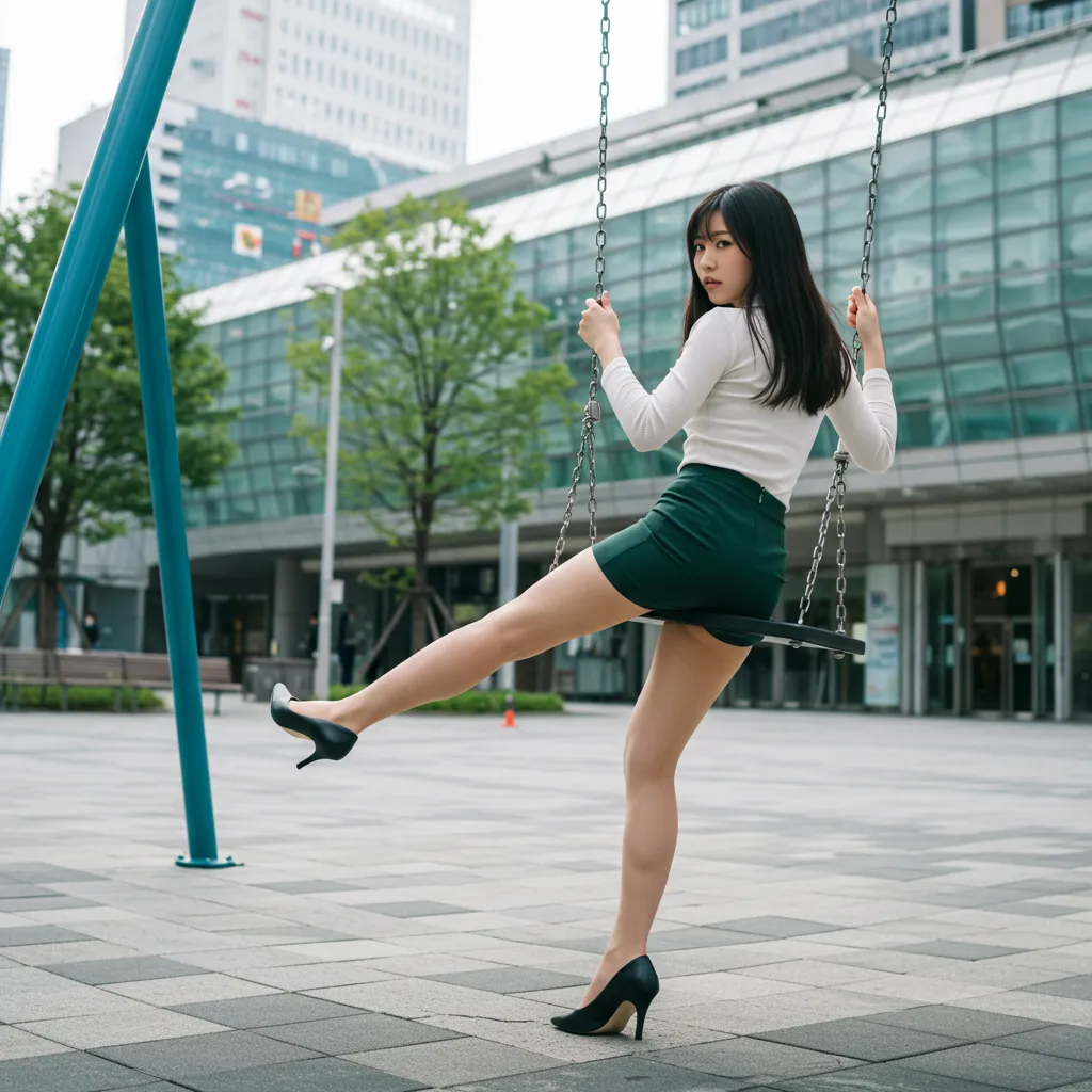 OL ブランコ 見返り美尻 タイトスカート 072