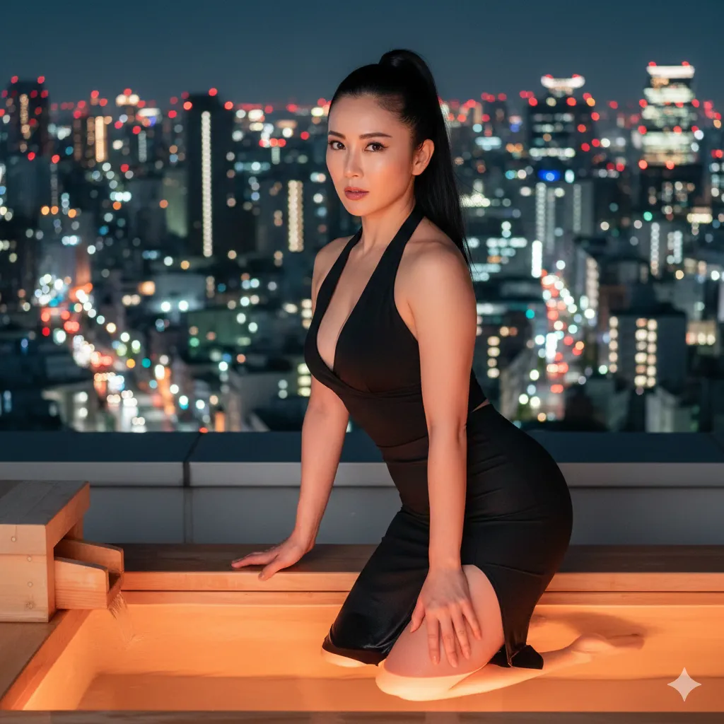 湯気と光に包まれた濡れ肌が美しい大人の魅力あふれるカット