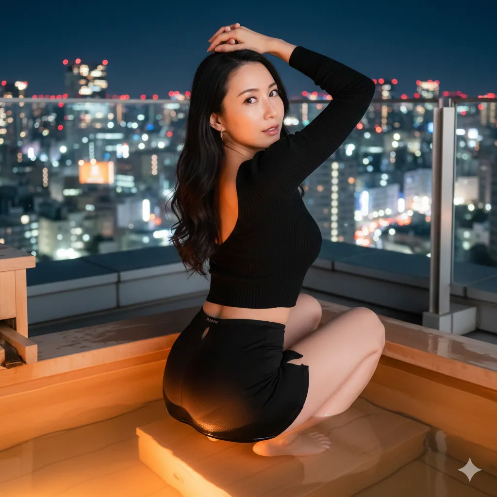 湯気の向こうで優しく微笑む若熟女の落ち着いた色香