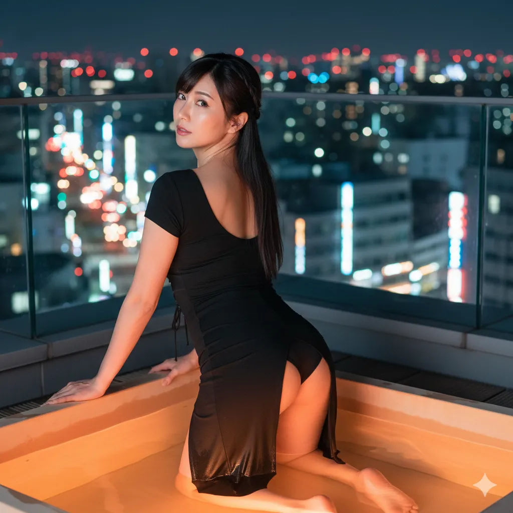 湯面に揺れる光がボディラインを浮かび上がらせる大人の女性