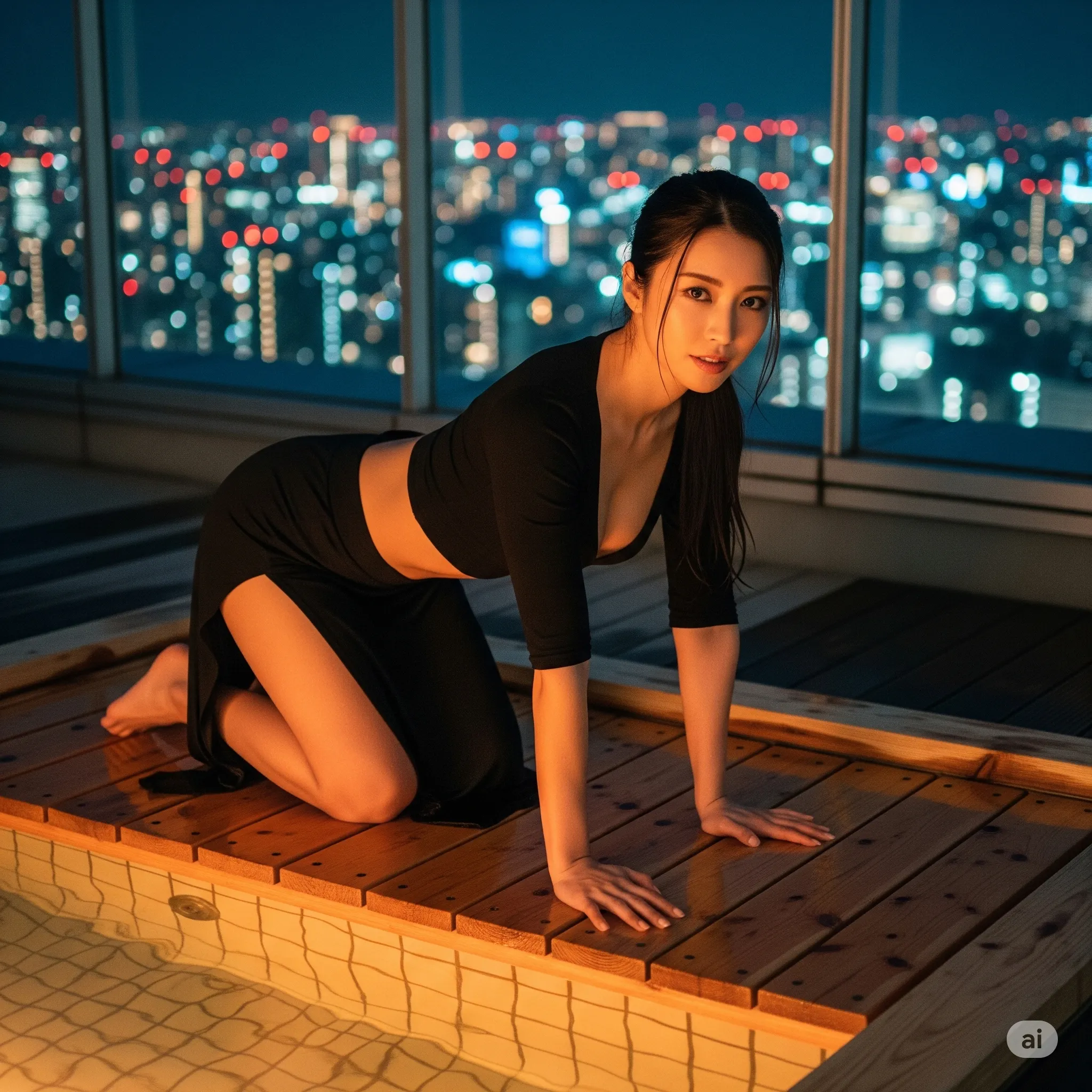 しっとりとした表情が魅力的な夜風感じる微エロカット