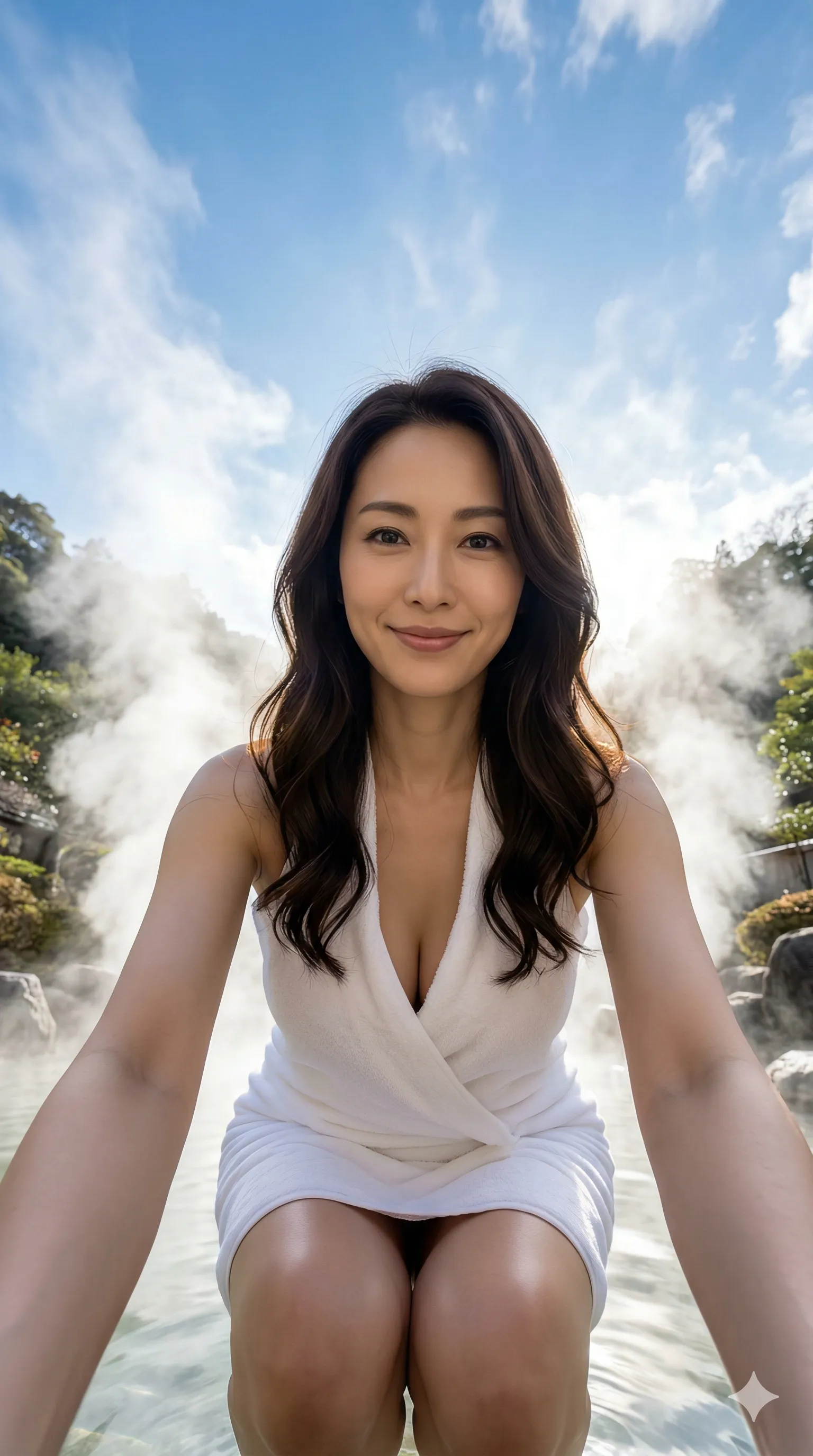 胸チラ 屈み姿勢 温泉美女 005