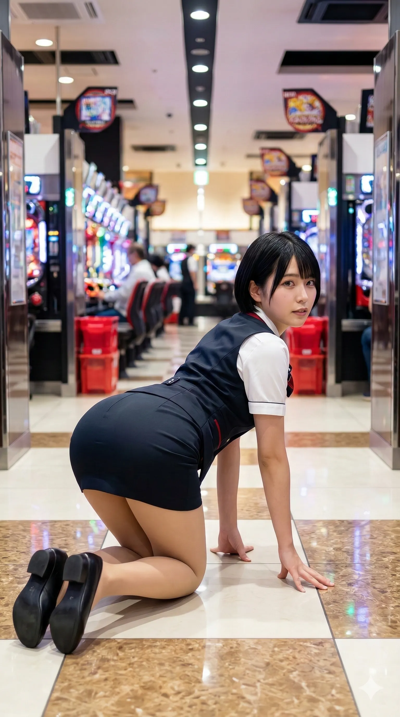 ホールスタッフ 無防備なしゃがみ 024