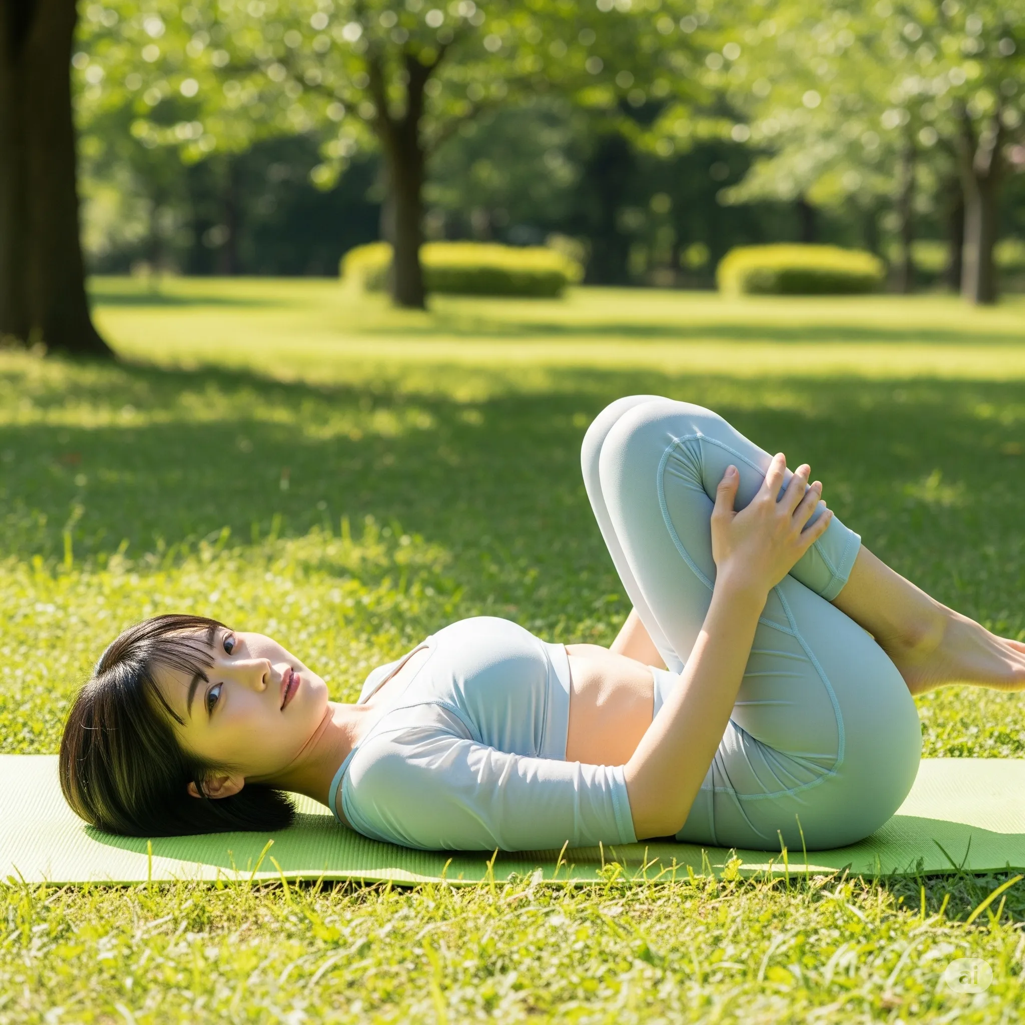 丸まった姿勢で太ももが密着する美ポーズ17