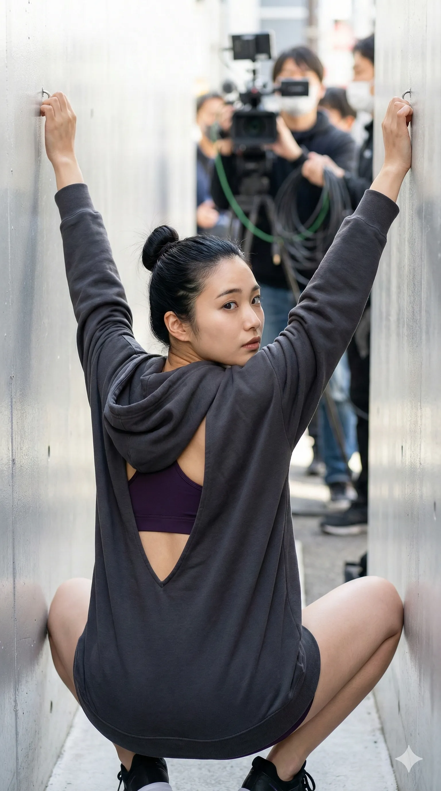 膝を立てたM字開脚から覗く、至高の尻の放物線