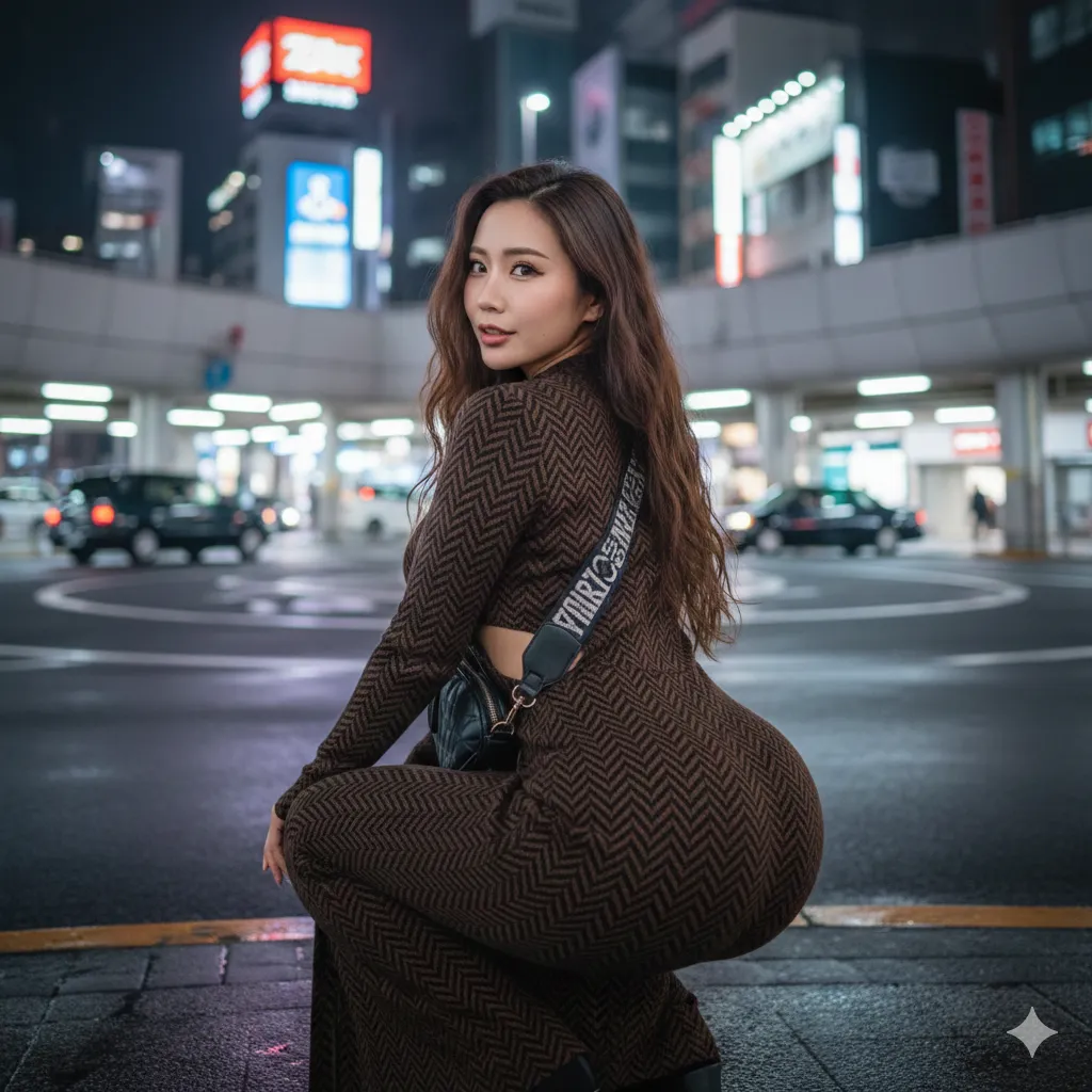 柄ワンピ美女の柔らかそうなヒップが際立つフェチ構図 011