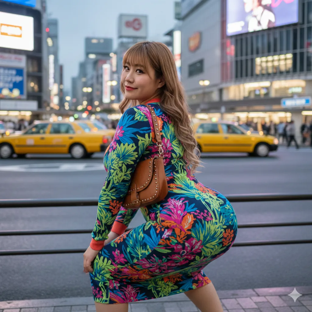 体を沈めたスクワットでニットが尻形を描き出すフェチカット 025