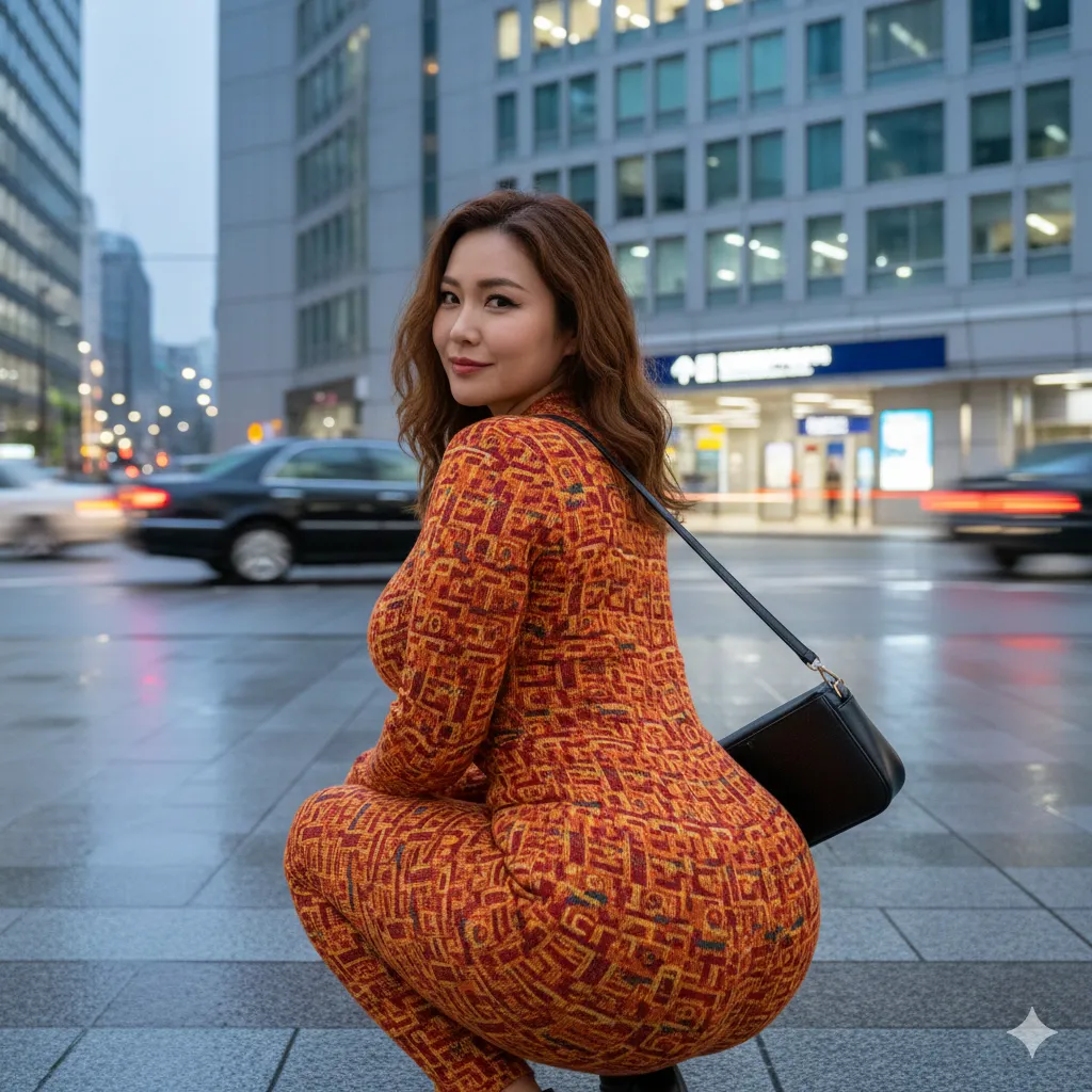 柄ワンピ越しの肉感が鮮明に出るスクワットフェチ画像 029