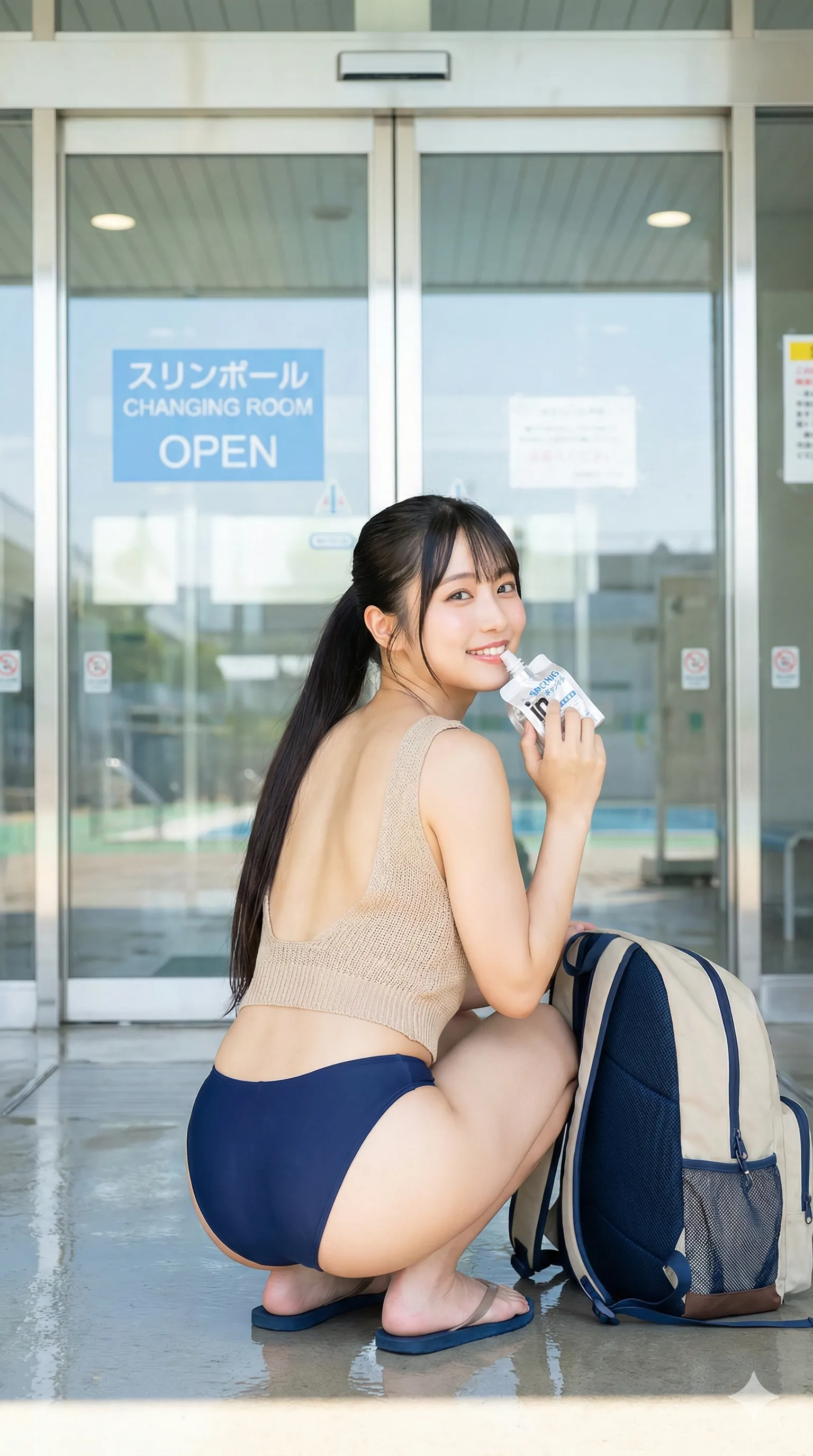 【市民プールな女のスク水スクワットポーズ】微エロ画像集｜清楚・熟女・ギャルたちの尻フェチグラビア