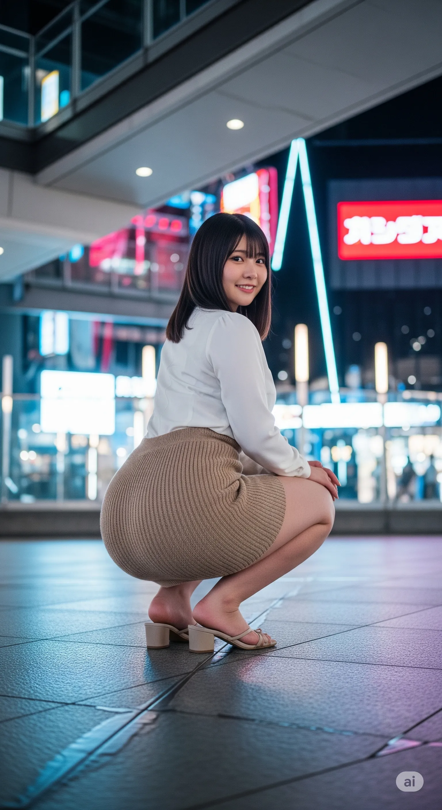 雨に濡れたタイトスカートOLの美尻グラビア 微エロ画像 023