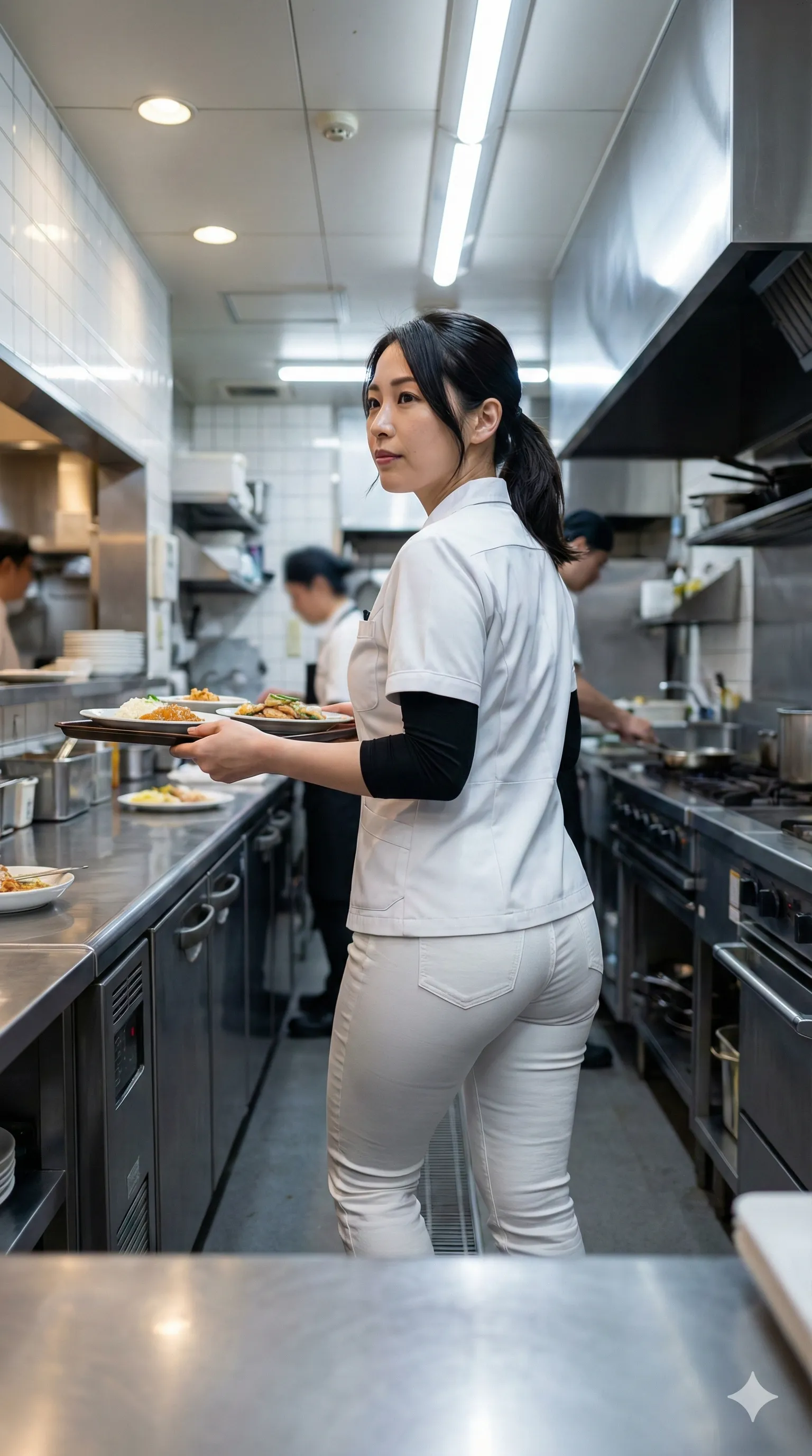 食堂の女将・綺麗なおばさんの《ピタピタ白パンツ》エロ配膳｜尻フェチグラビア画像集