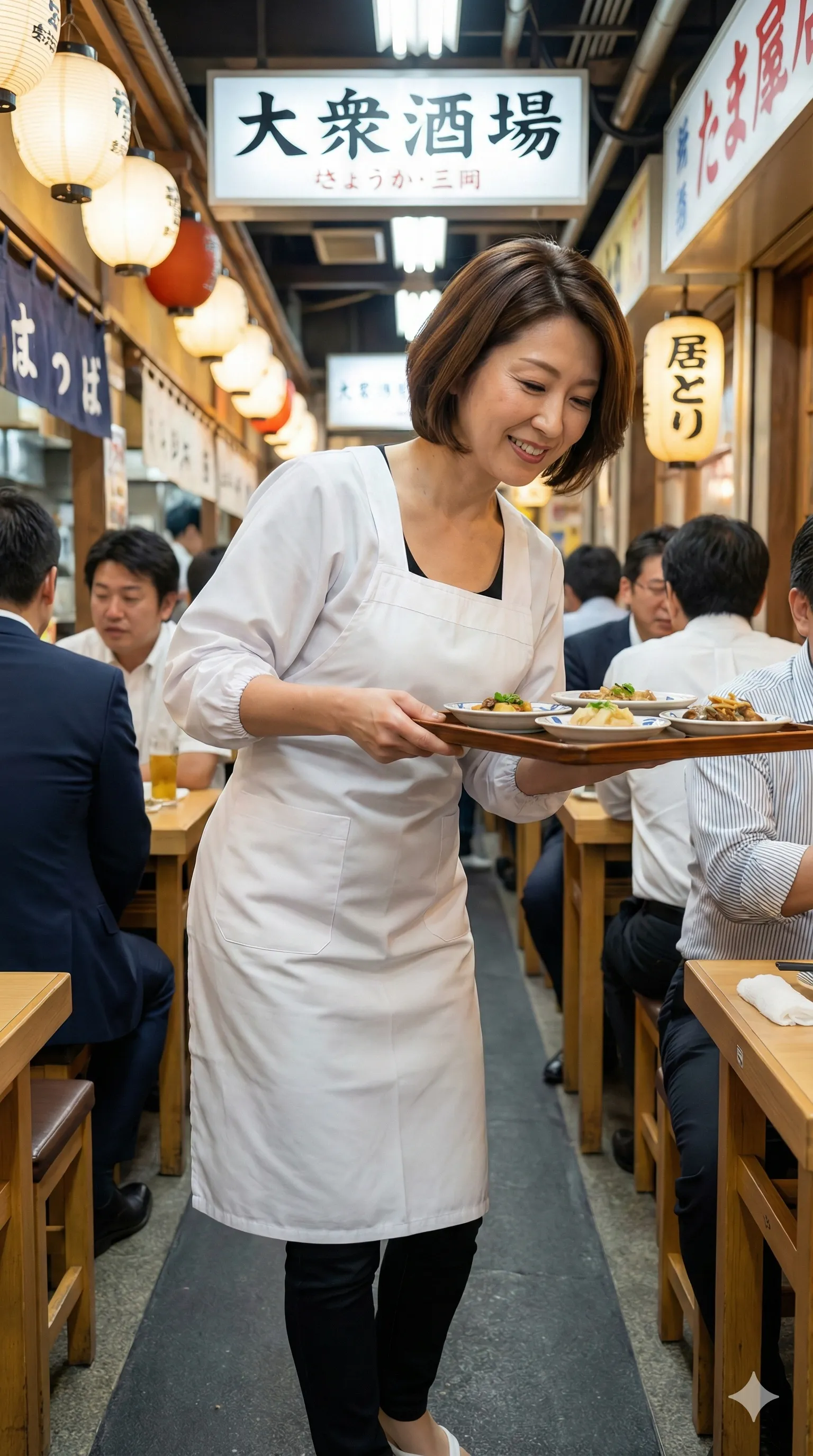 配膳の前かがみで丸みが強調される白パンツフェチ画像 004