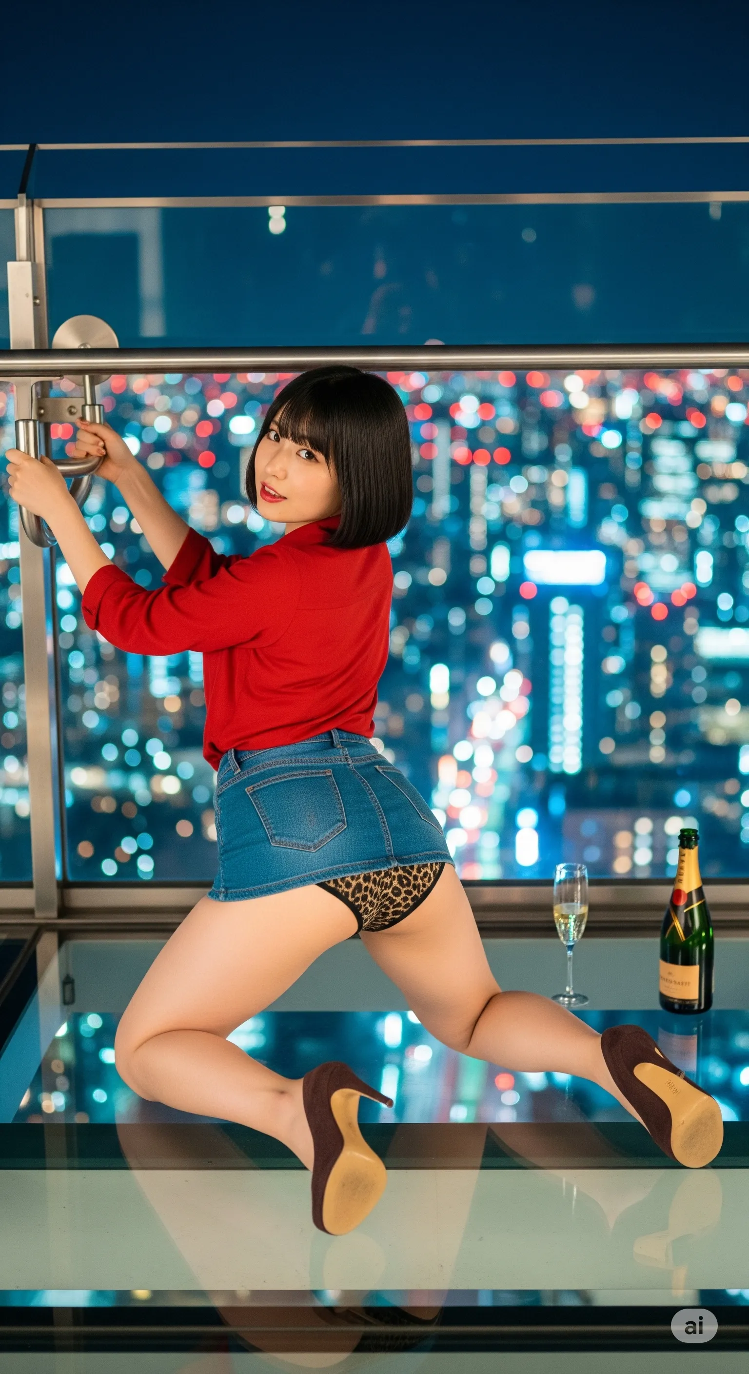 太ももアップでパンチラが映える屋上シーン 032