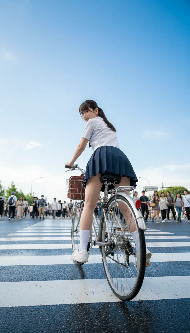 女子高生風 屈み 尻の丸み 025