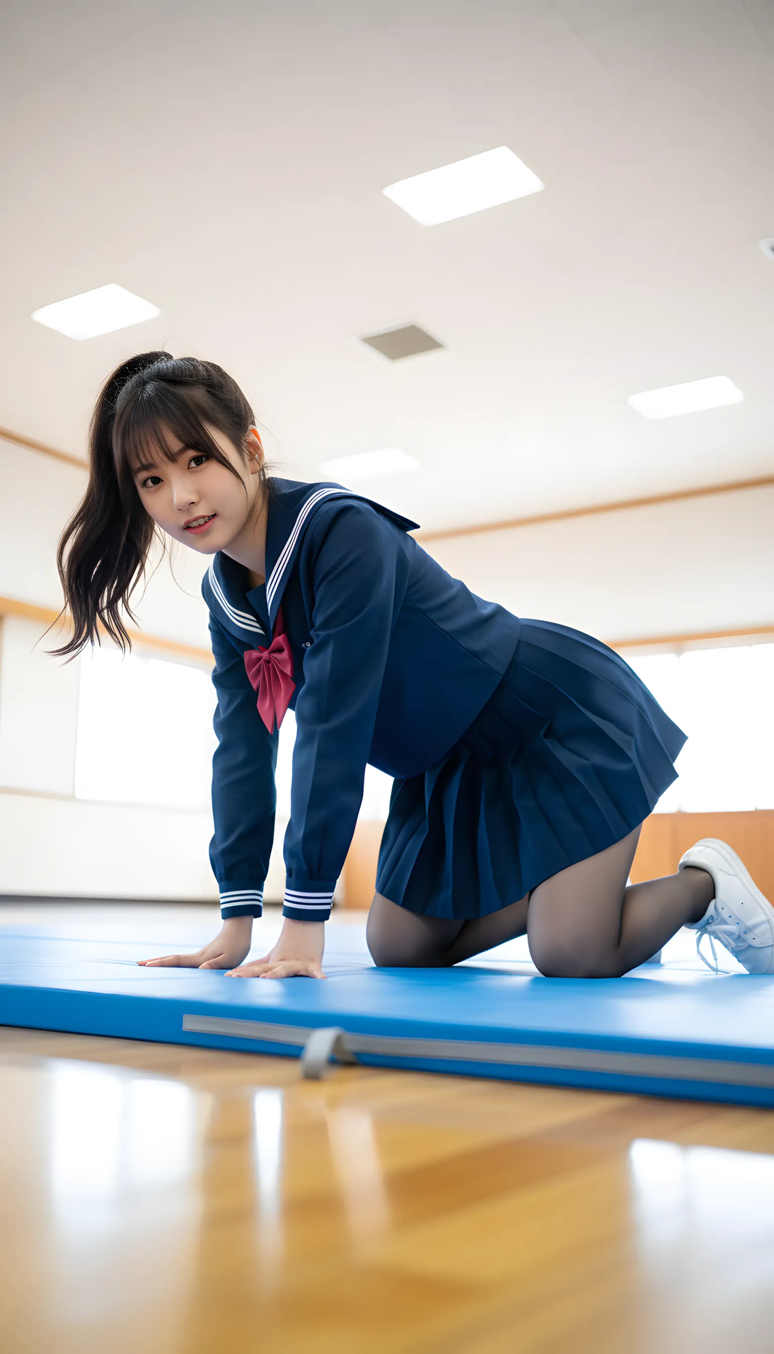 ミニスカート 翻る チラリズム 煽りアングル 004