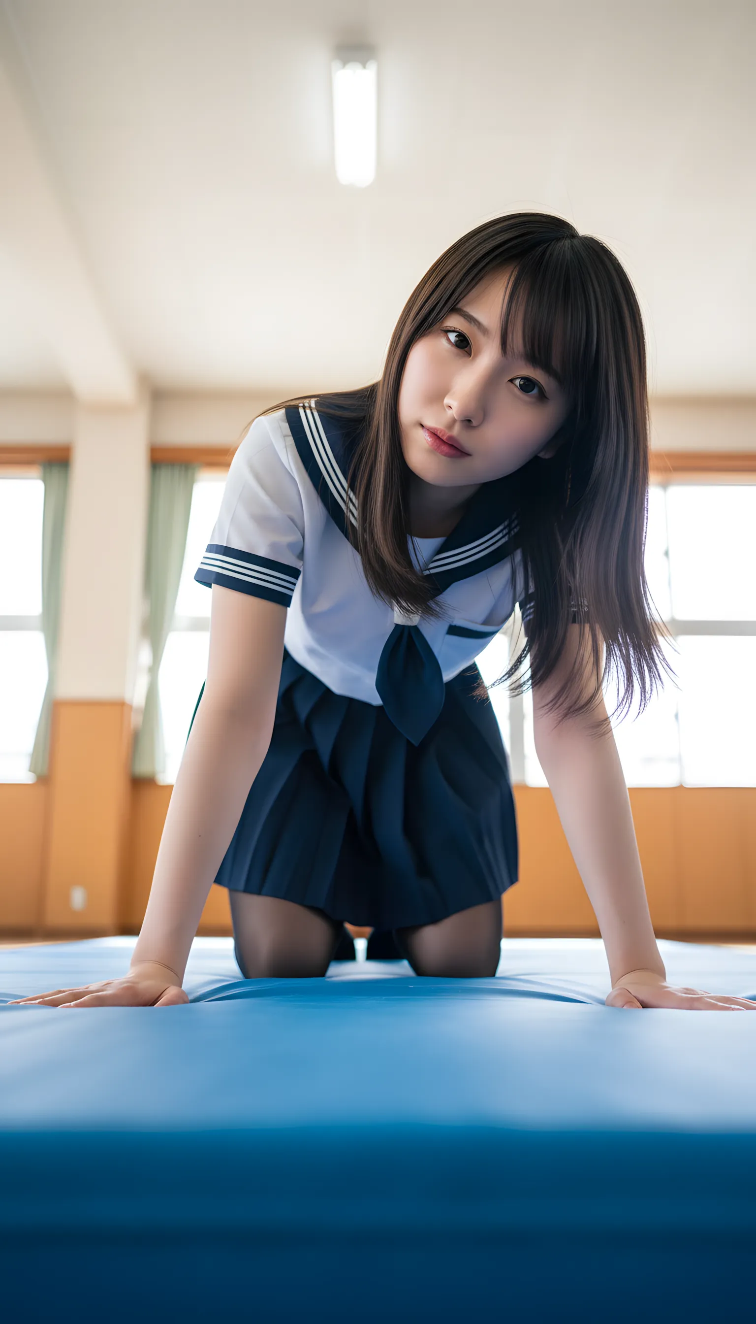 四つん這い 究極の食い込み 制服 021