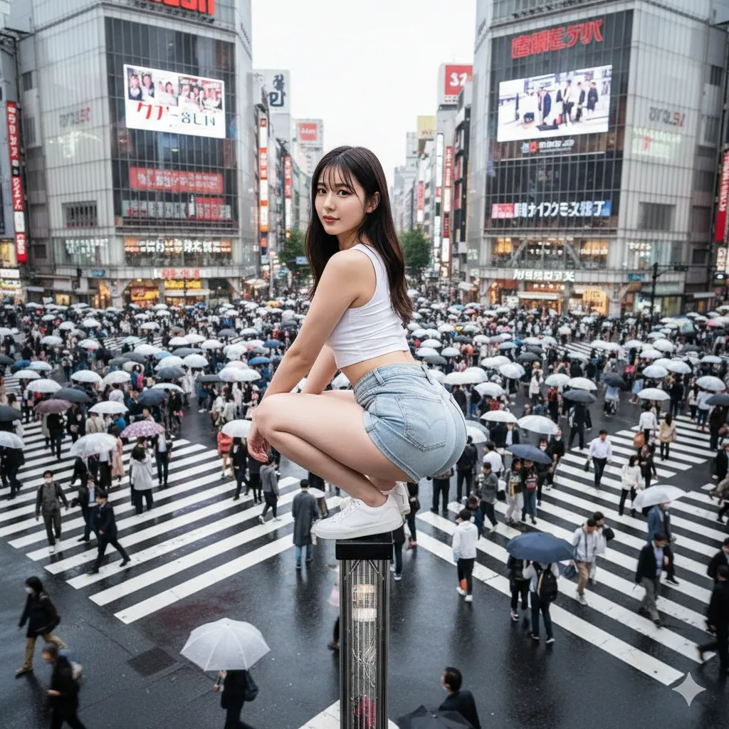 光り輝く看板をバックに、シルエットで魅せる肉体美