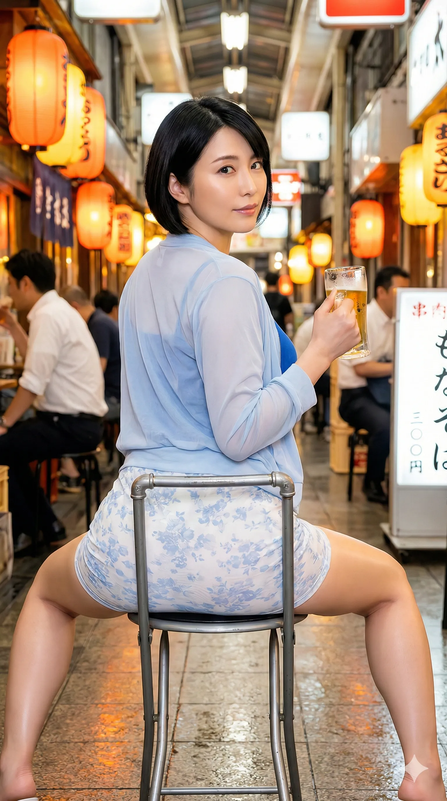 レースのワンピース越しに伝わる体温｜商店街での背徳尻フェチ写真