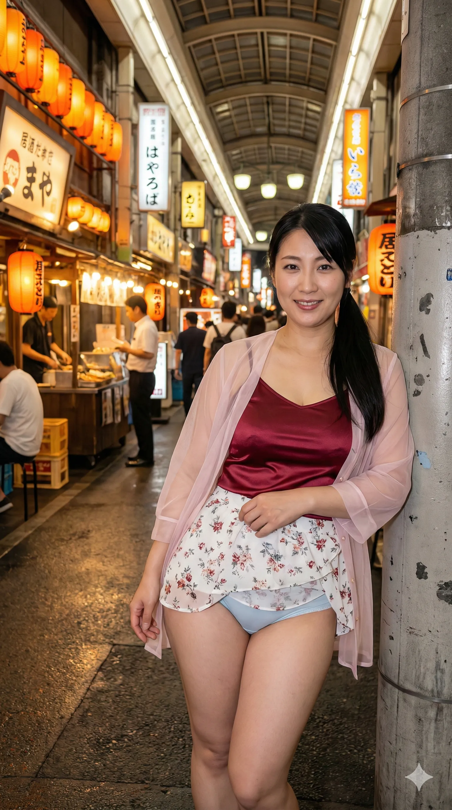 赤提灯のノスタルジーに浸る、豊満熟女の見返り誘惑グラビア画像