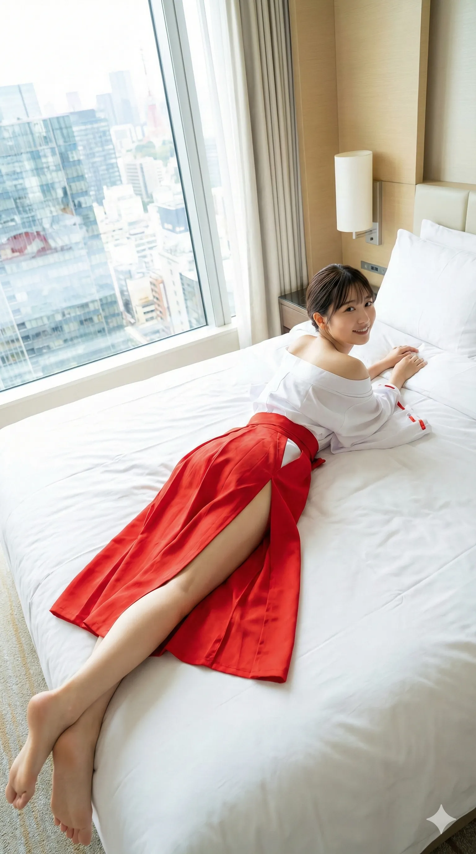 巫女 屈み姿勢 袴の隙間 尻ライン 002