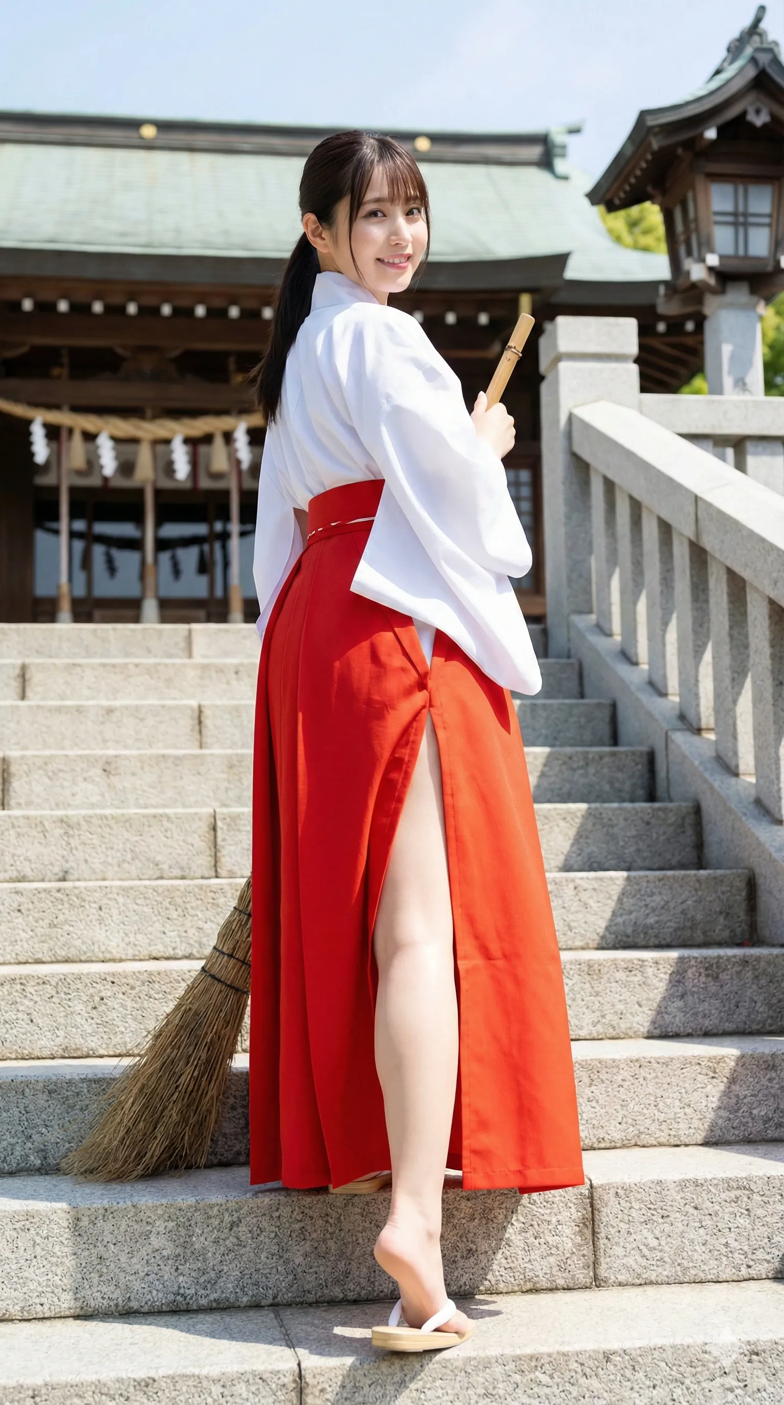 和服フェチ 巫女 屈んだ瞬間のヒップライン 009