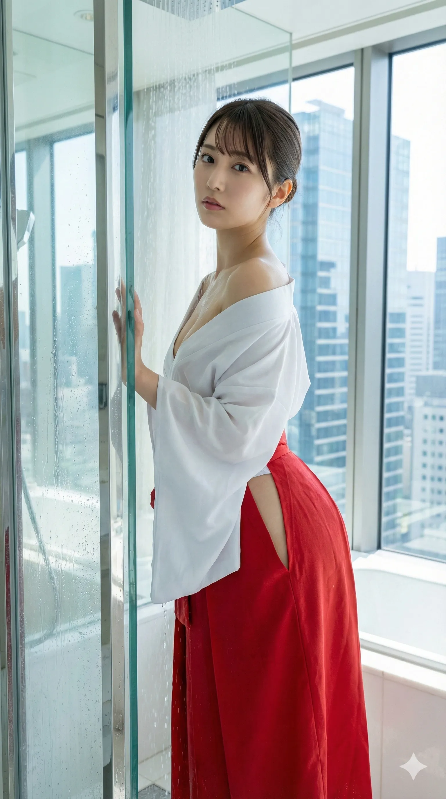 巫女 膝立ち 袴のふくらみ 尻 013