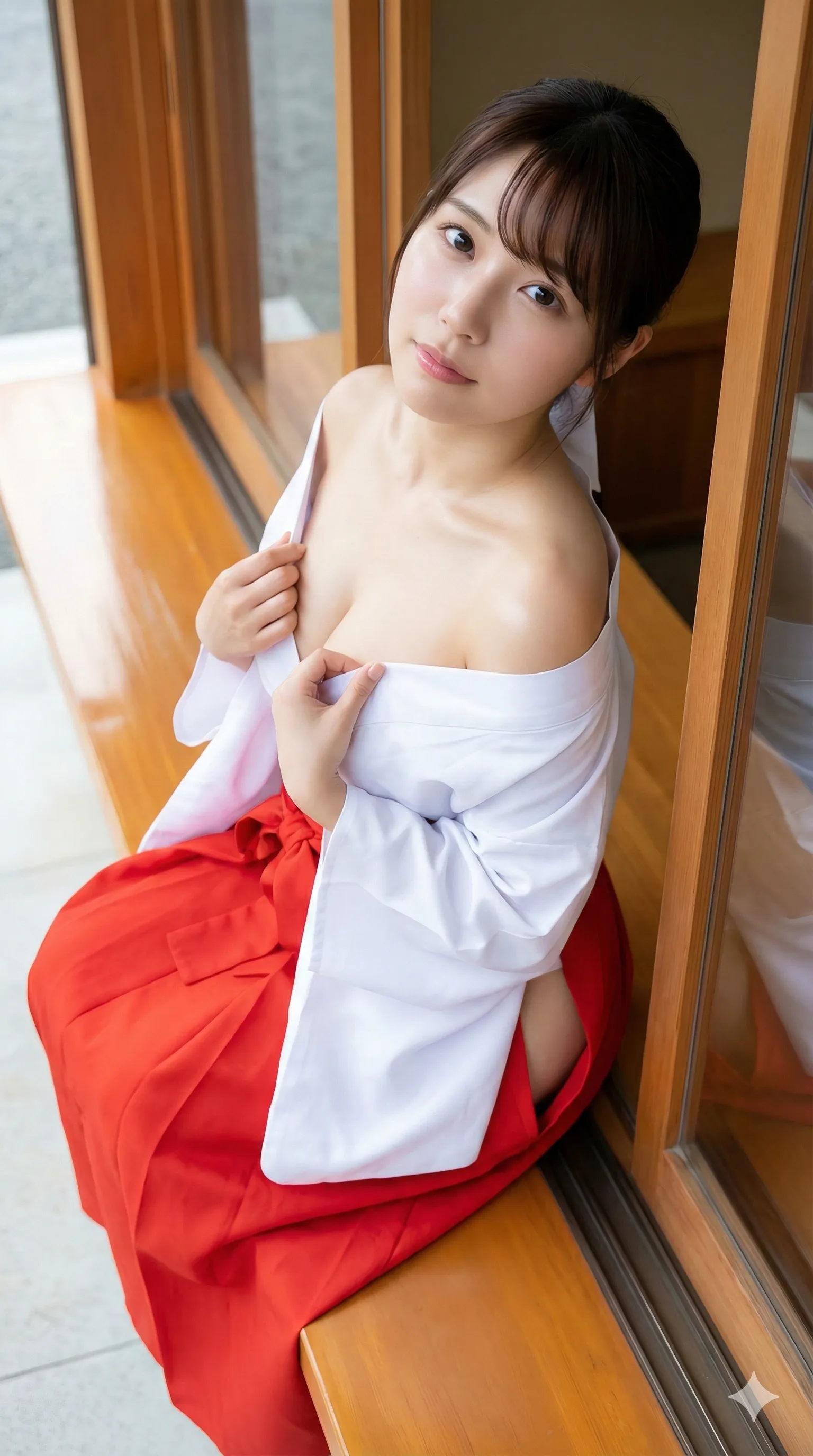 巫女 豊満なバストと和服のタイト感 018