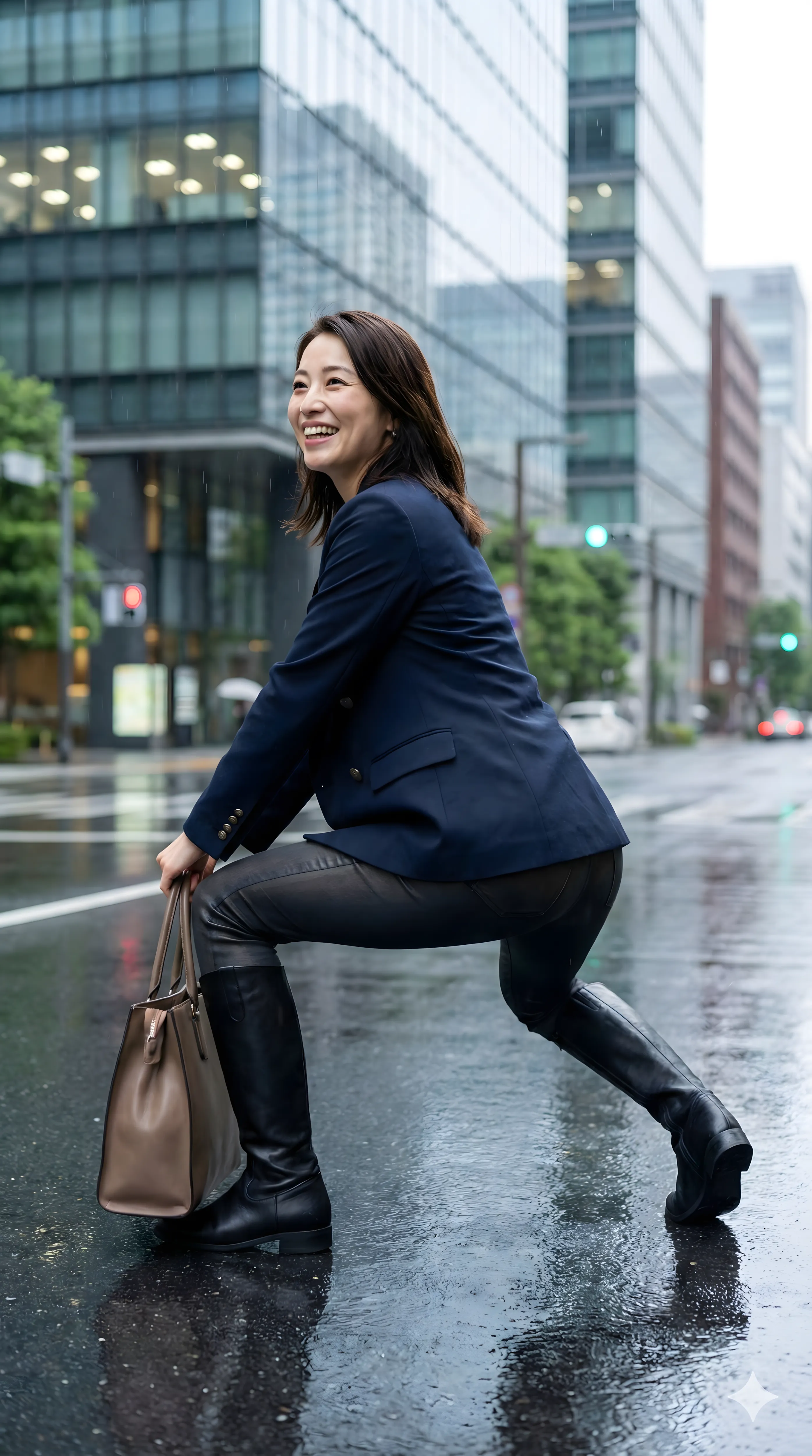 若熟女の丸みのある太ももと密着スキニーの立体感