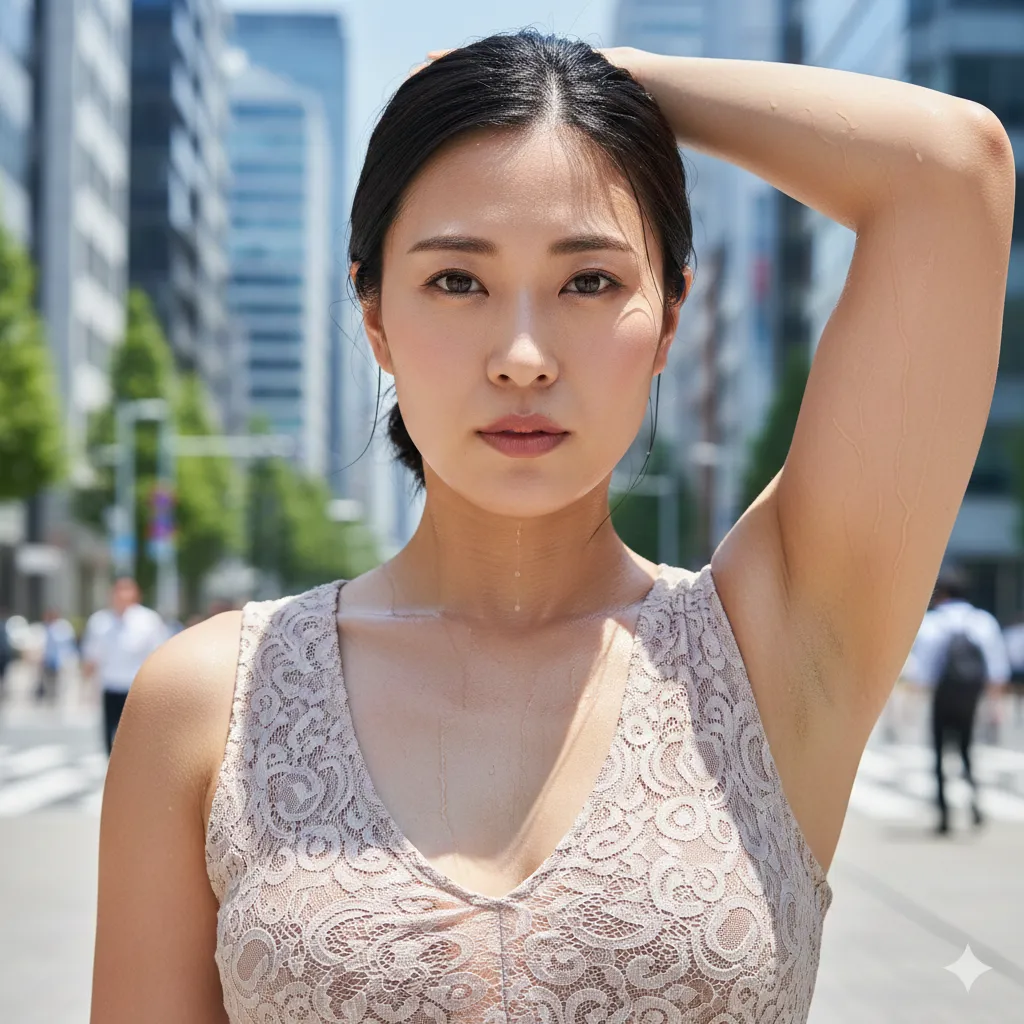 軽いストレッチ姿勢で脇が露わになるフェチショット 010