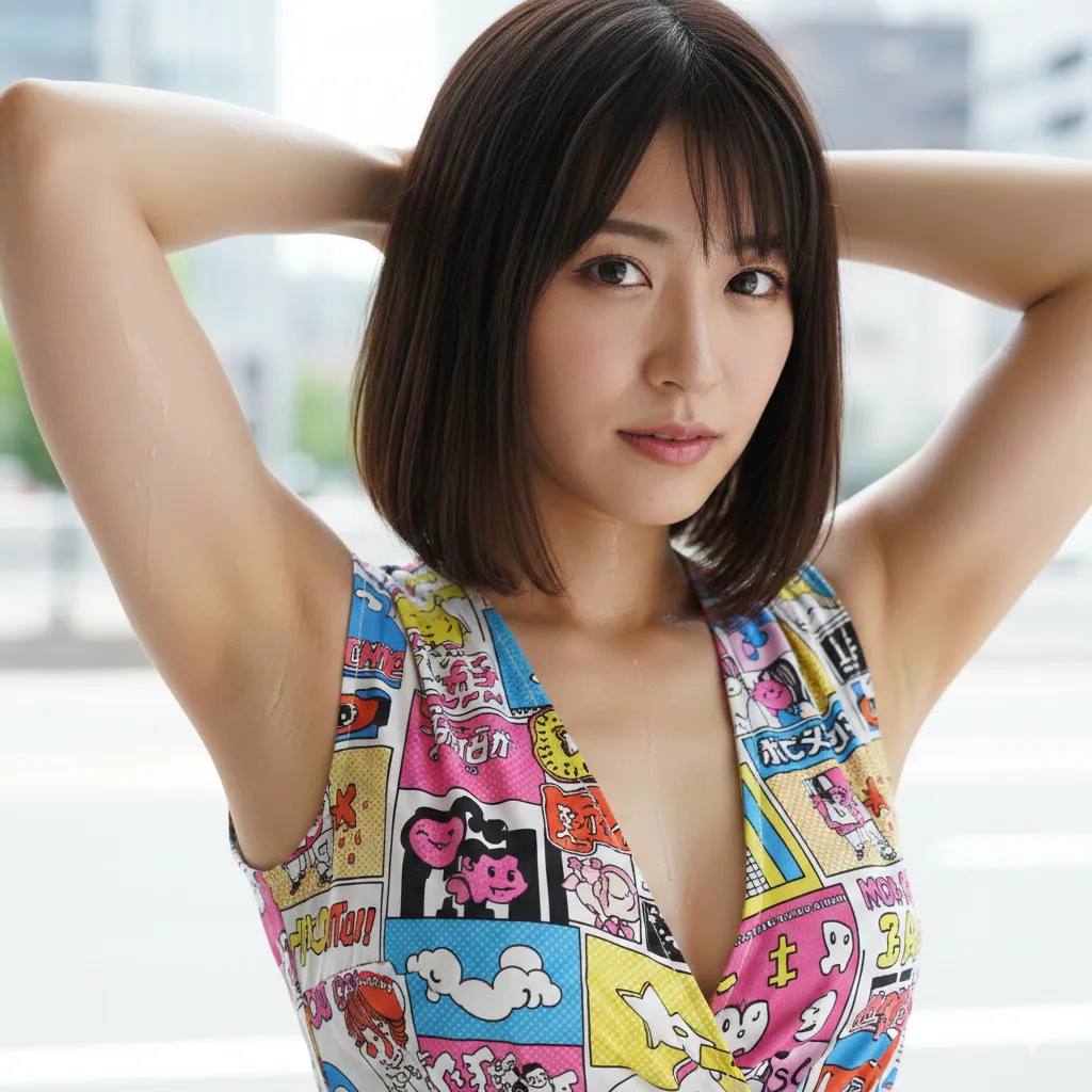 肌の質感まで感じられる脇アップ寄りショット 019