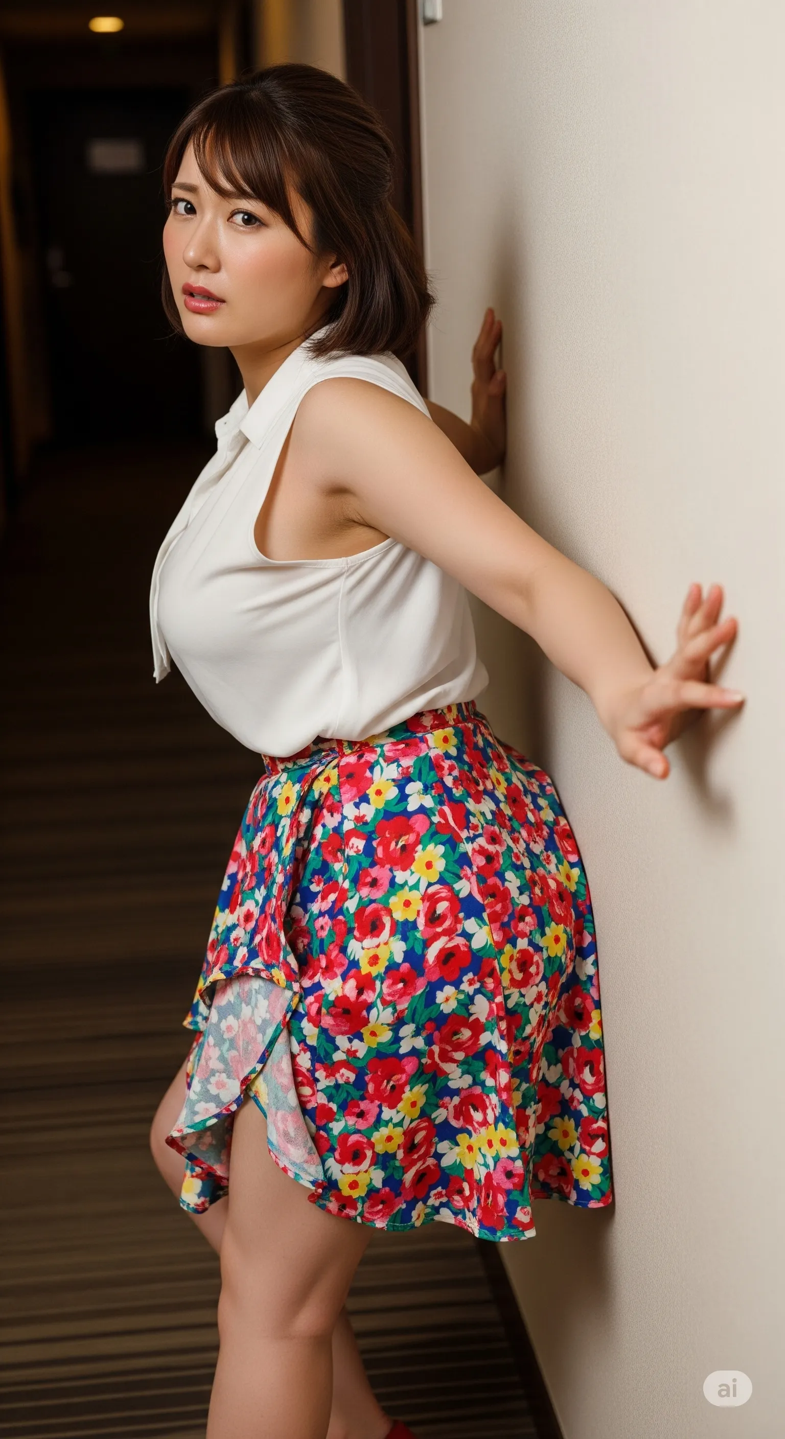 壁に追い詰められる豊満巨乳人妻たちの微エロ画像集｜ノースリーブ熟女が醸し出す官能の世界