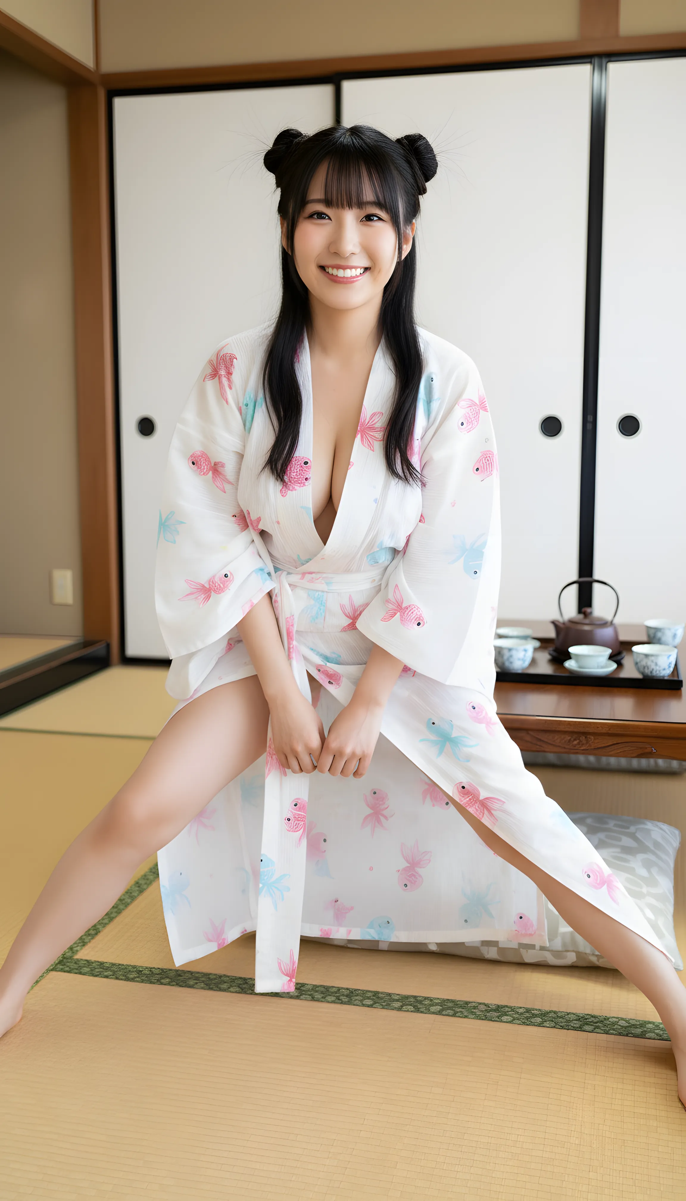 浴衣 裾の乱れ 生足 025