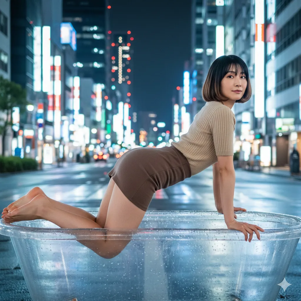 透明浴槽×四つん這い タイトニット美尻 東京フェチ写真 033