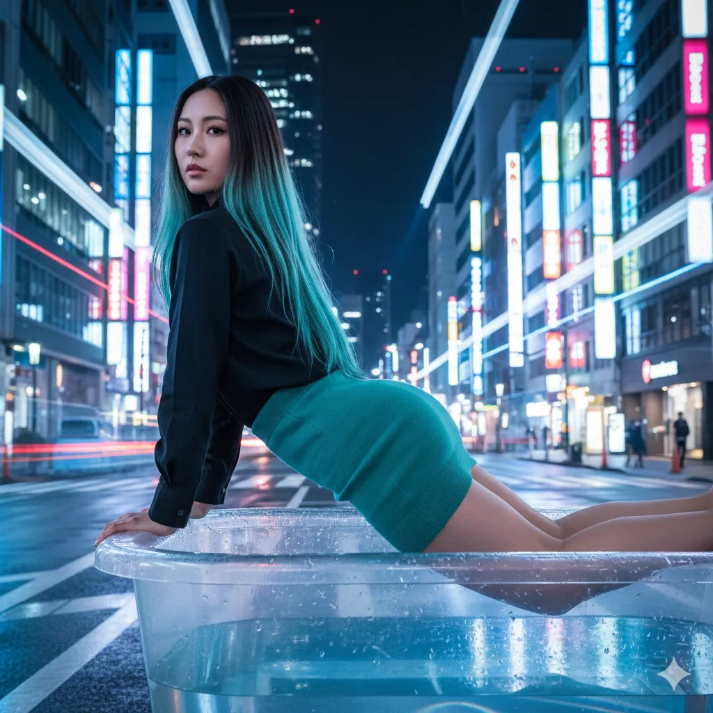 都会の街×四つん這い グラビア タイトニットスカート 039