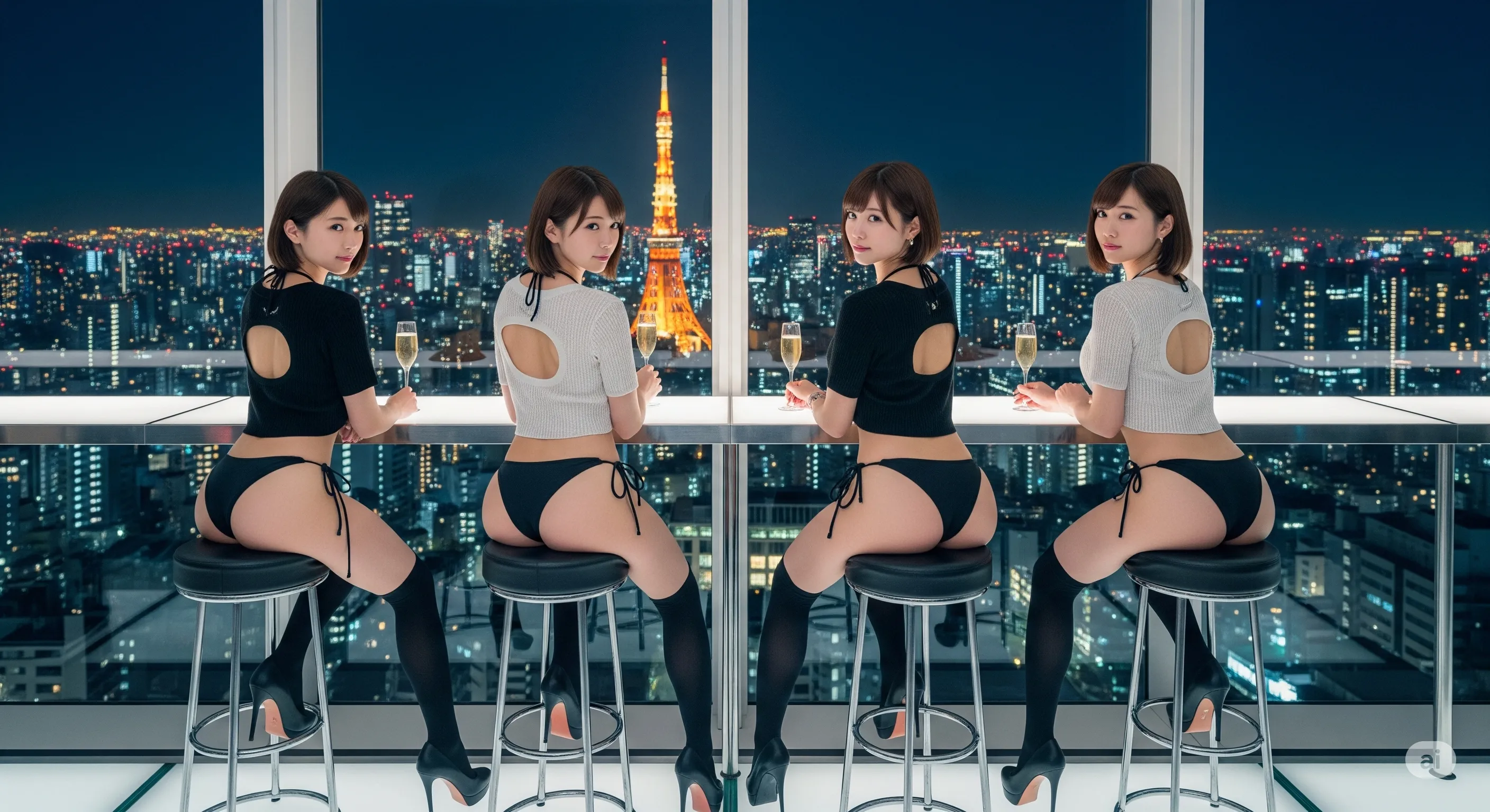 Tバック港区女子のスクワット後ろ姿カレンダー風ショット 027