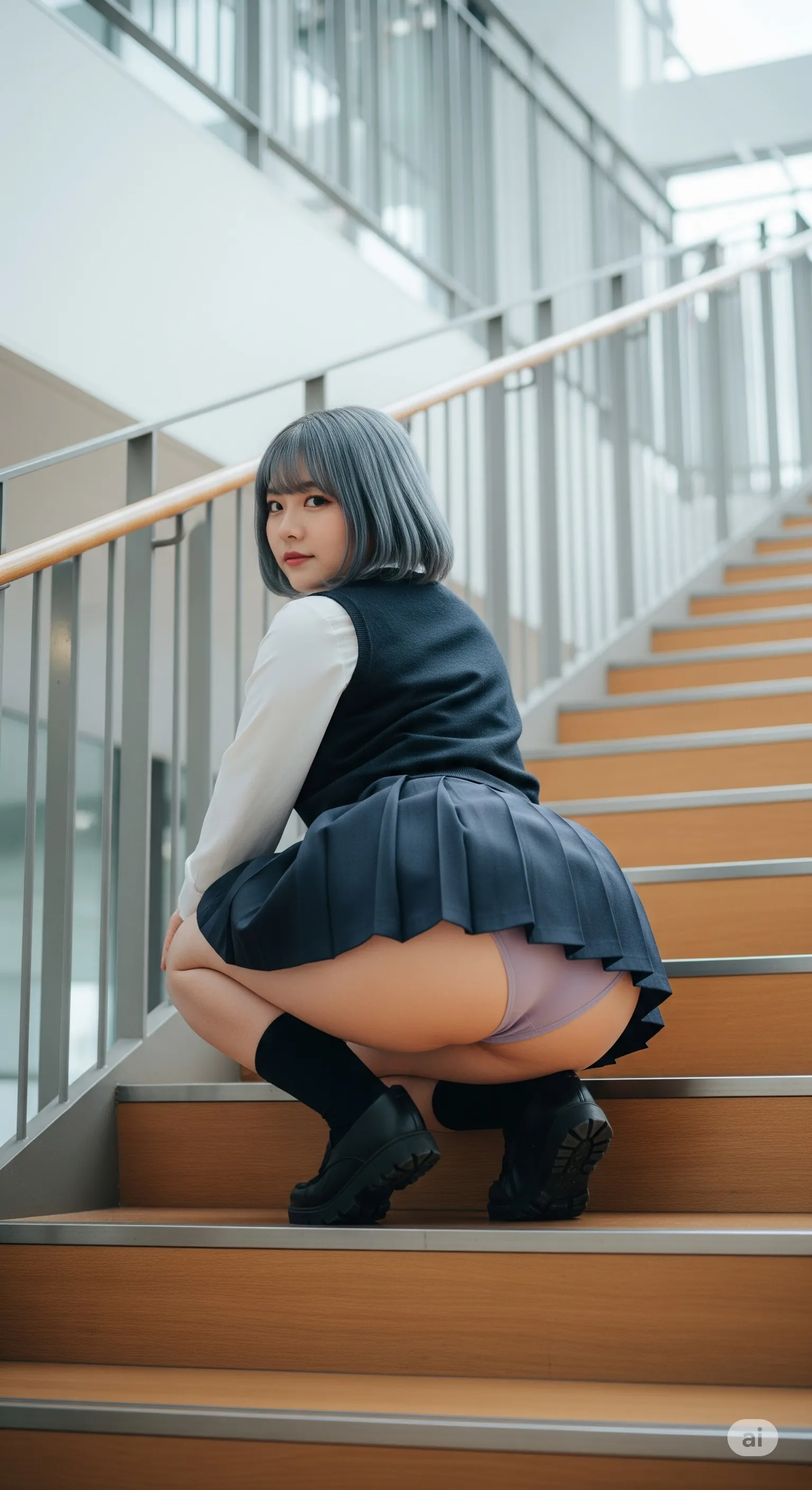 振り向き角度で強調される巨尻ミニスカート