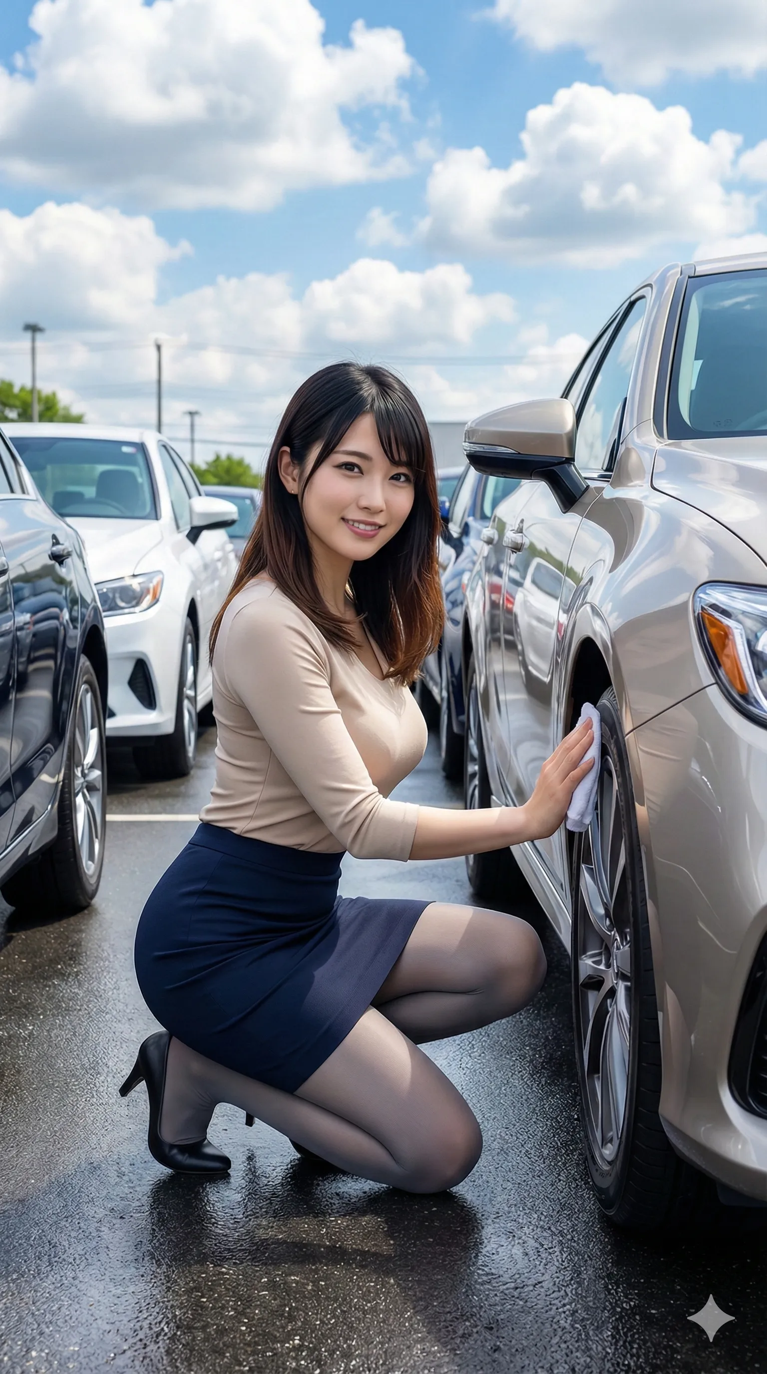 中古車販売美女の、成熟した大人の仕事服フェチ